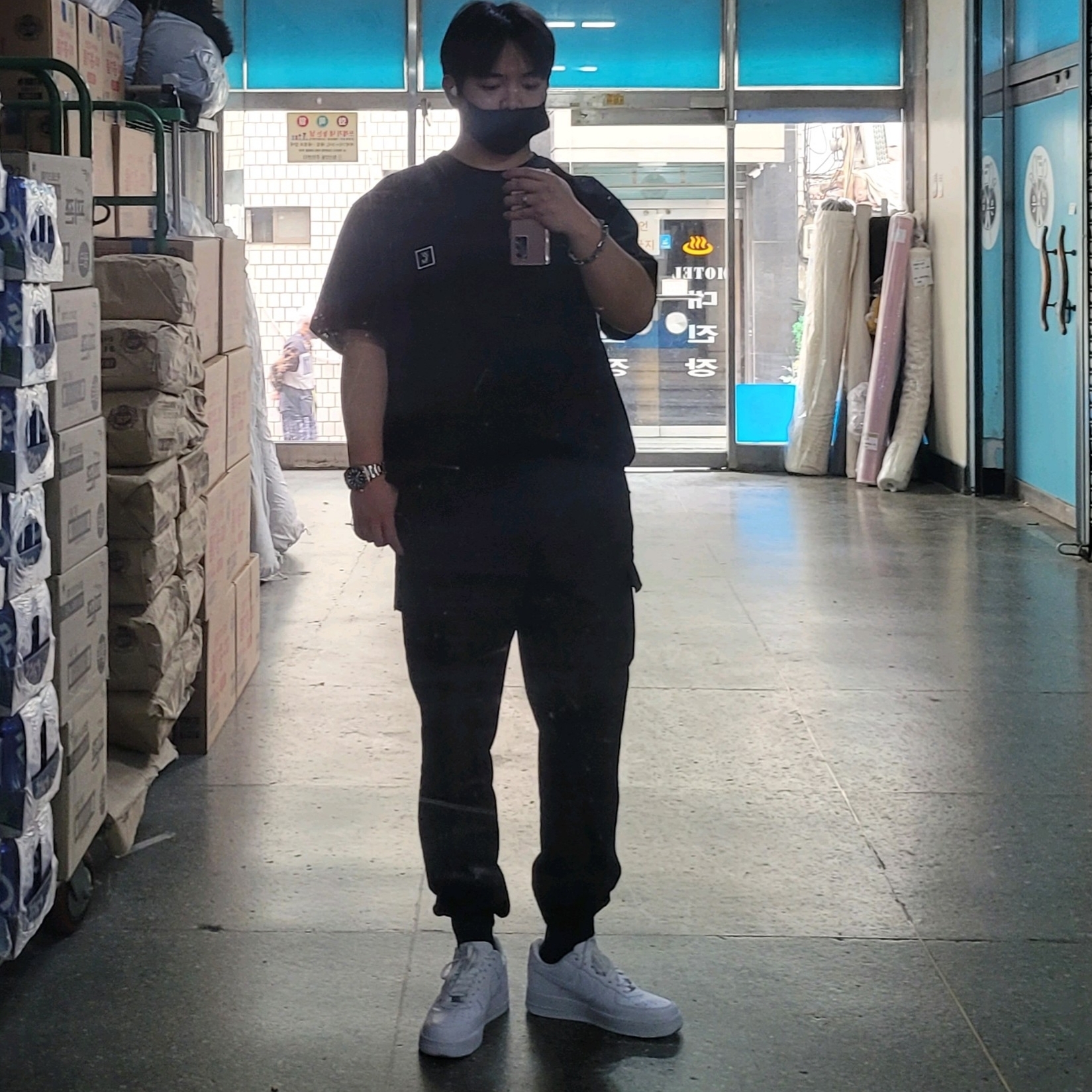 Nike x Supreme Air Force 1 Low White, Wooyoungmi White Back Logo T-Shirt Black - 22FW 착용 스타일