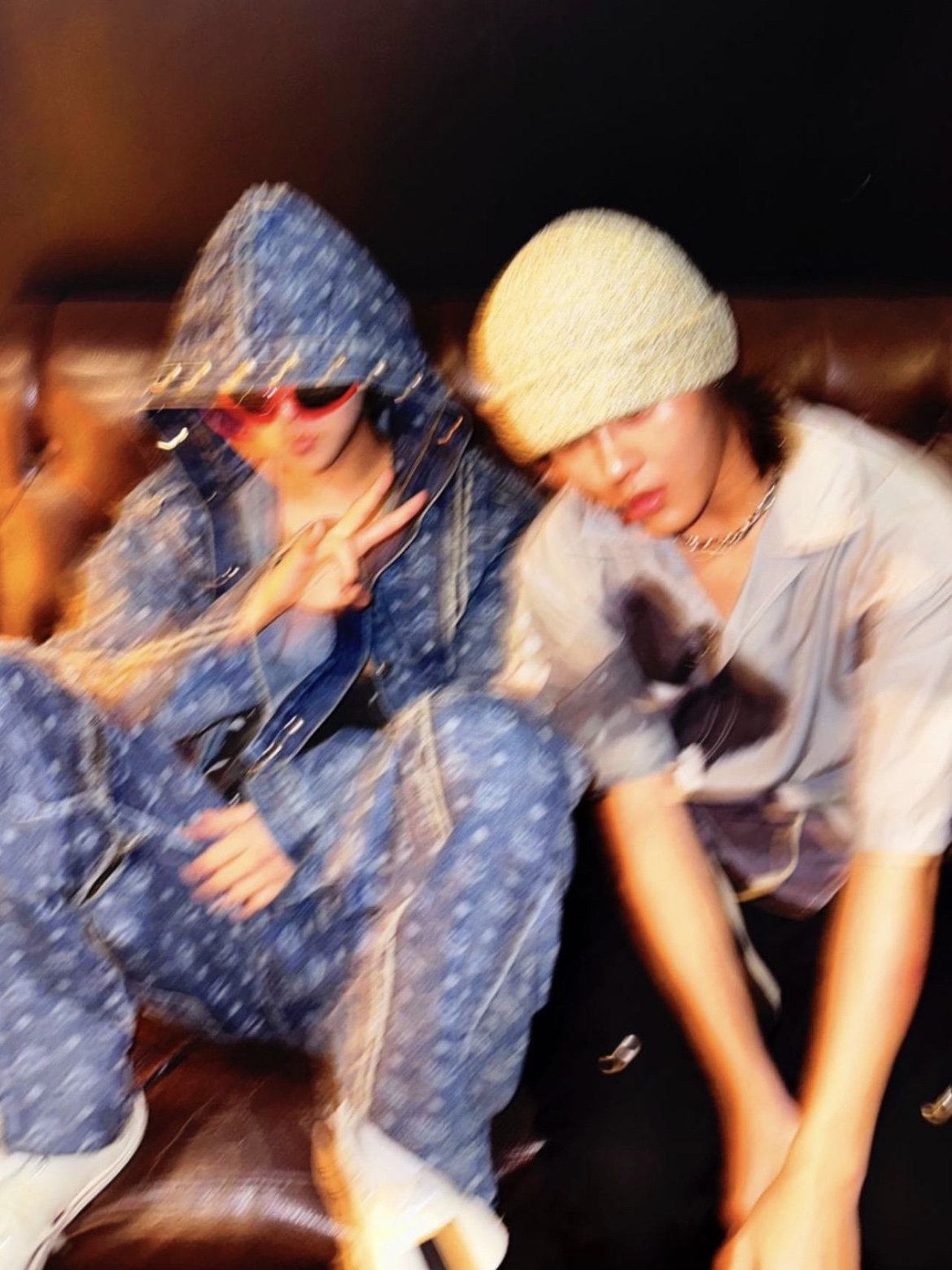 Thug Club x MCM Bullet Denim Jacket Blue, Thug Club x MCM Zip Denim Pants Blue 착용 스타일 - 1