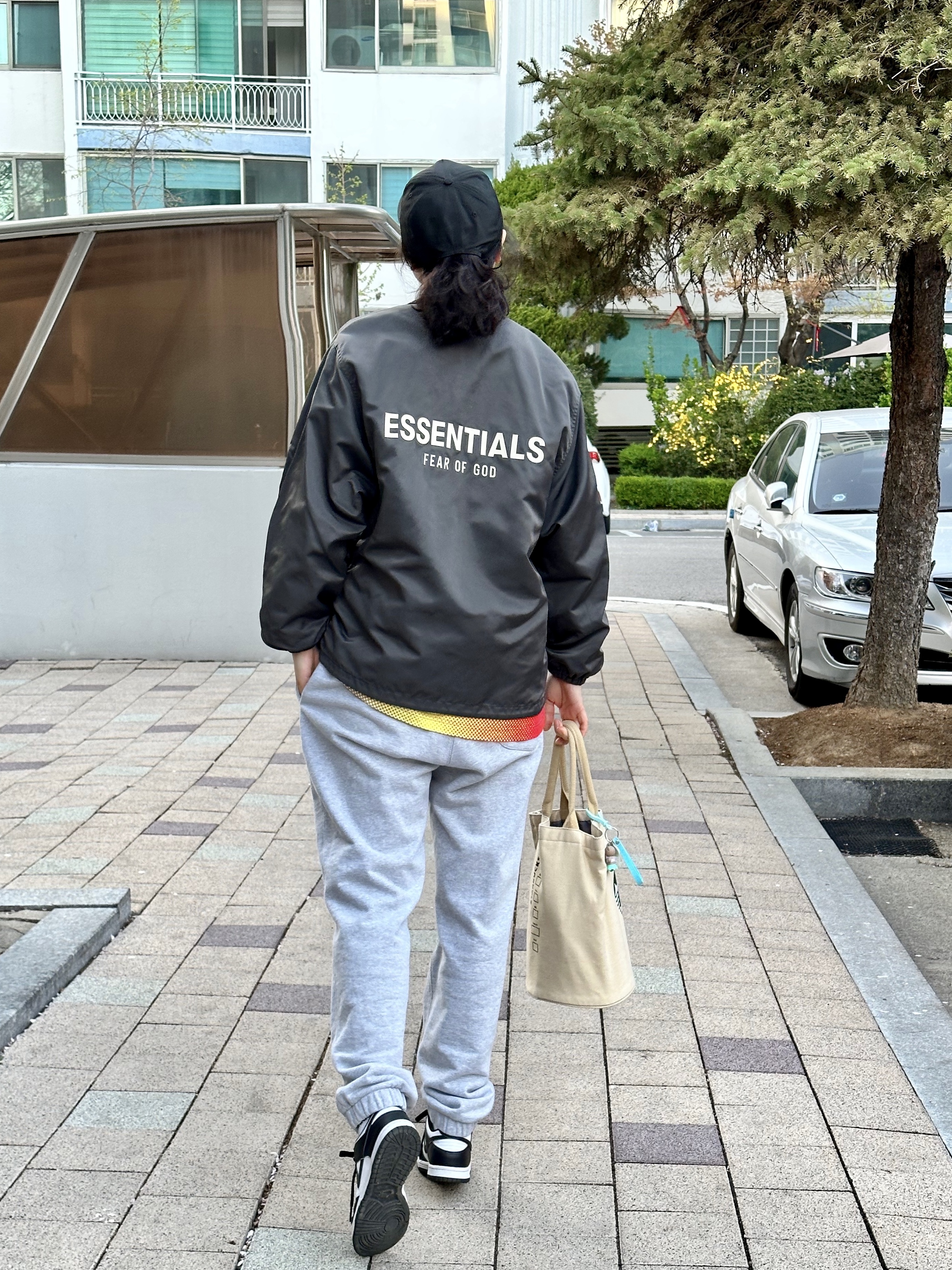 Essentials Coaches Jacket Iron - 22SS, Nike x Stussy NRG FL LS Top Multi Color (DO5308-902) 착용 스타일