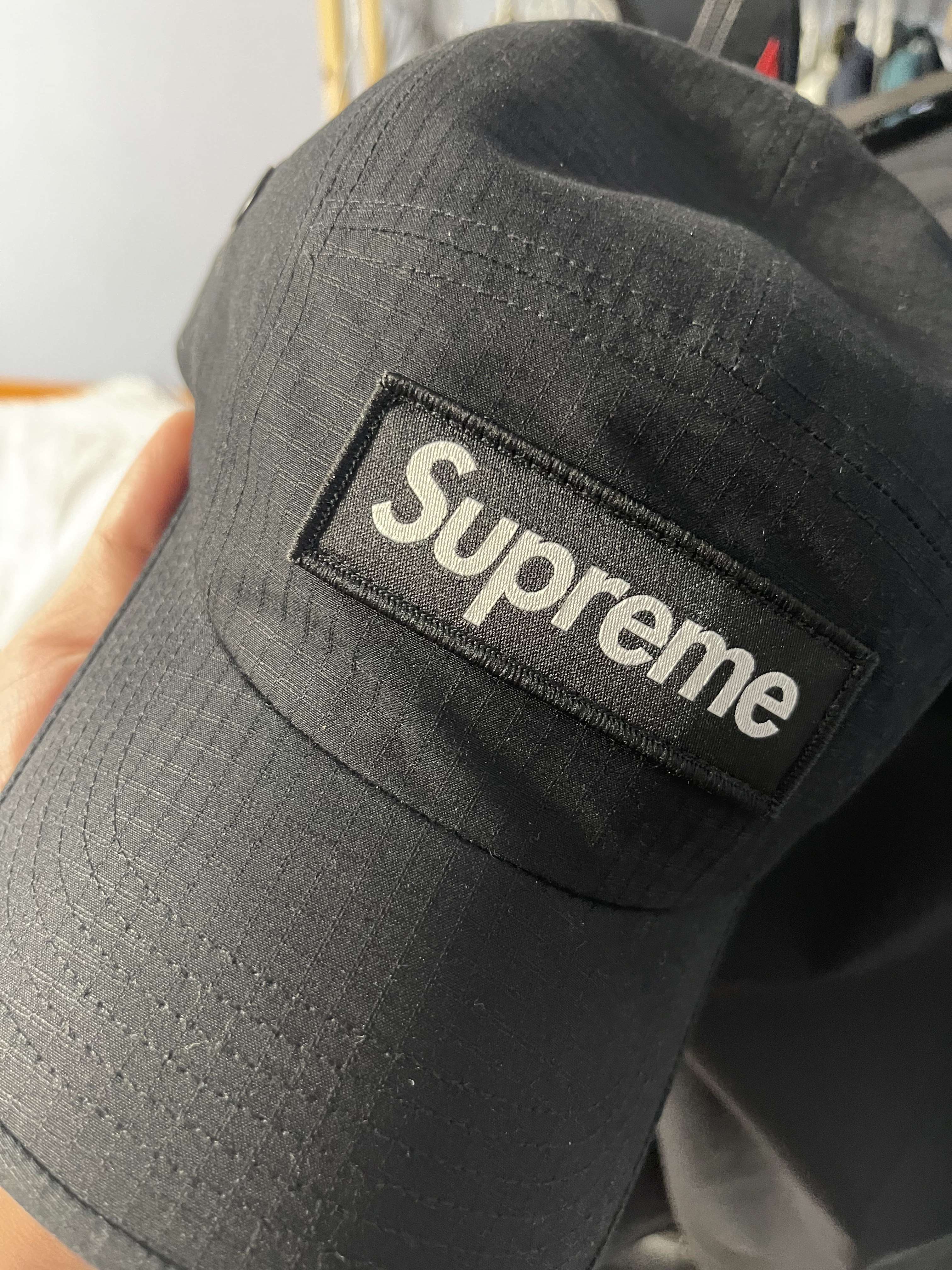 Supreme Ventile Camp Cap Black - 23SS 착용 스타일
