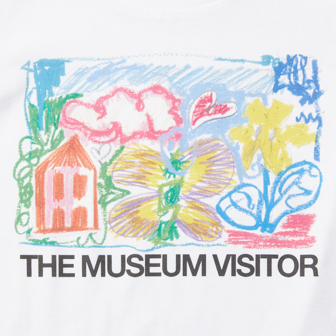 THE MUSEUM VISITOR☆CRAYON ART PRINTED T-SHIRTS THE MUSEUM VISITOR] CRAYON ART PRINTED T-SHIRTS (WHITE) 正規