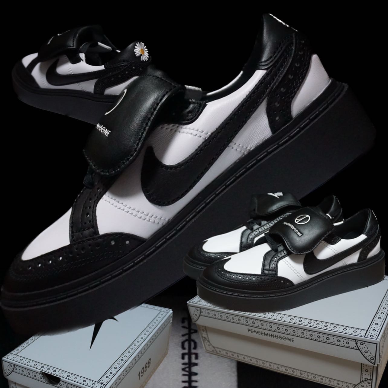 Nike x Peaceminusone Kwondo1 Black and White 착용 스타일