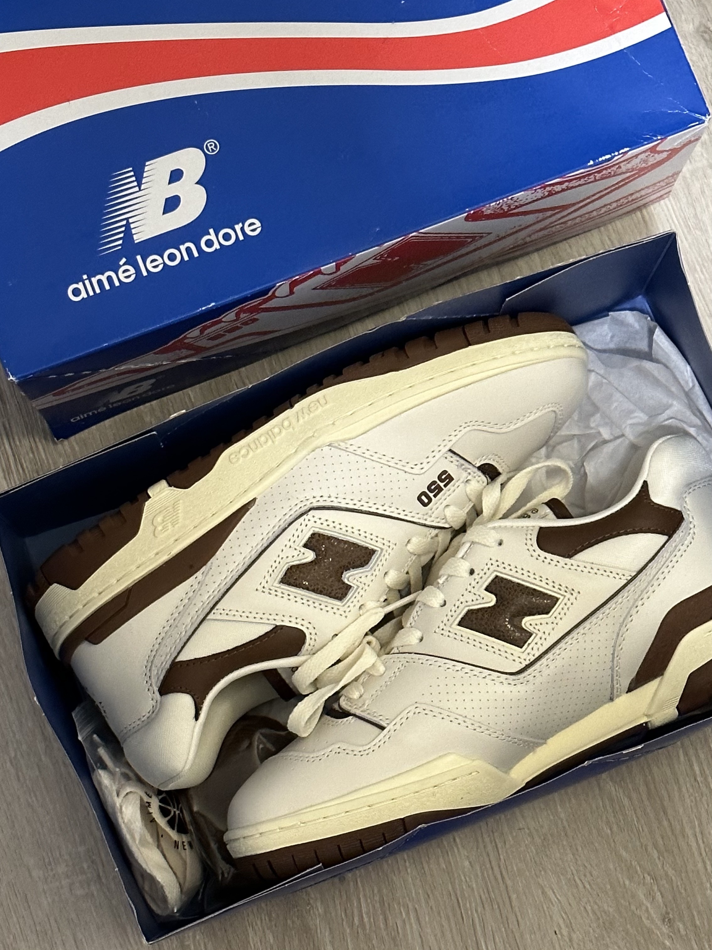 New Balance x Aime Leon Dore 550 Brown 착용 스타일