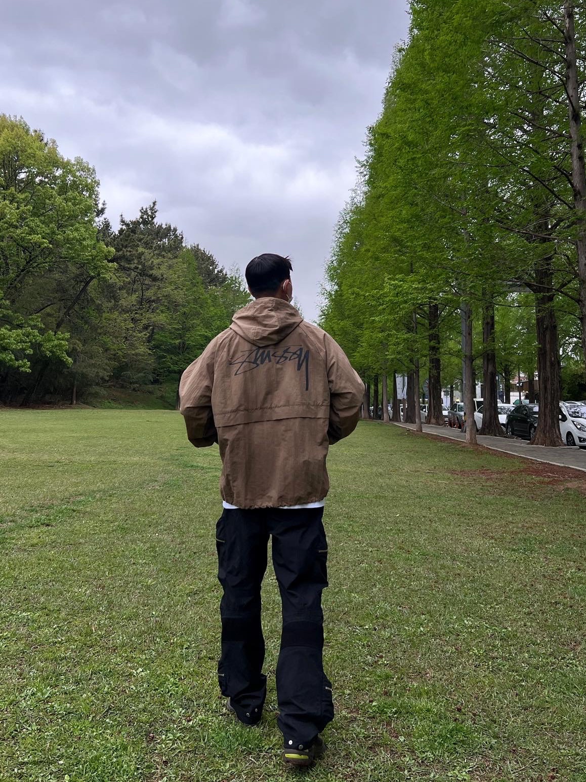 Stussy Wave Dye Beach Shell Jacket Brown, Asics UB4-S Gel-1130 Demitasse 착용 스타일 - 4