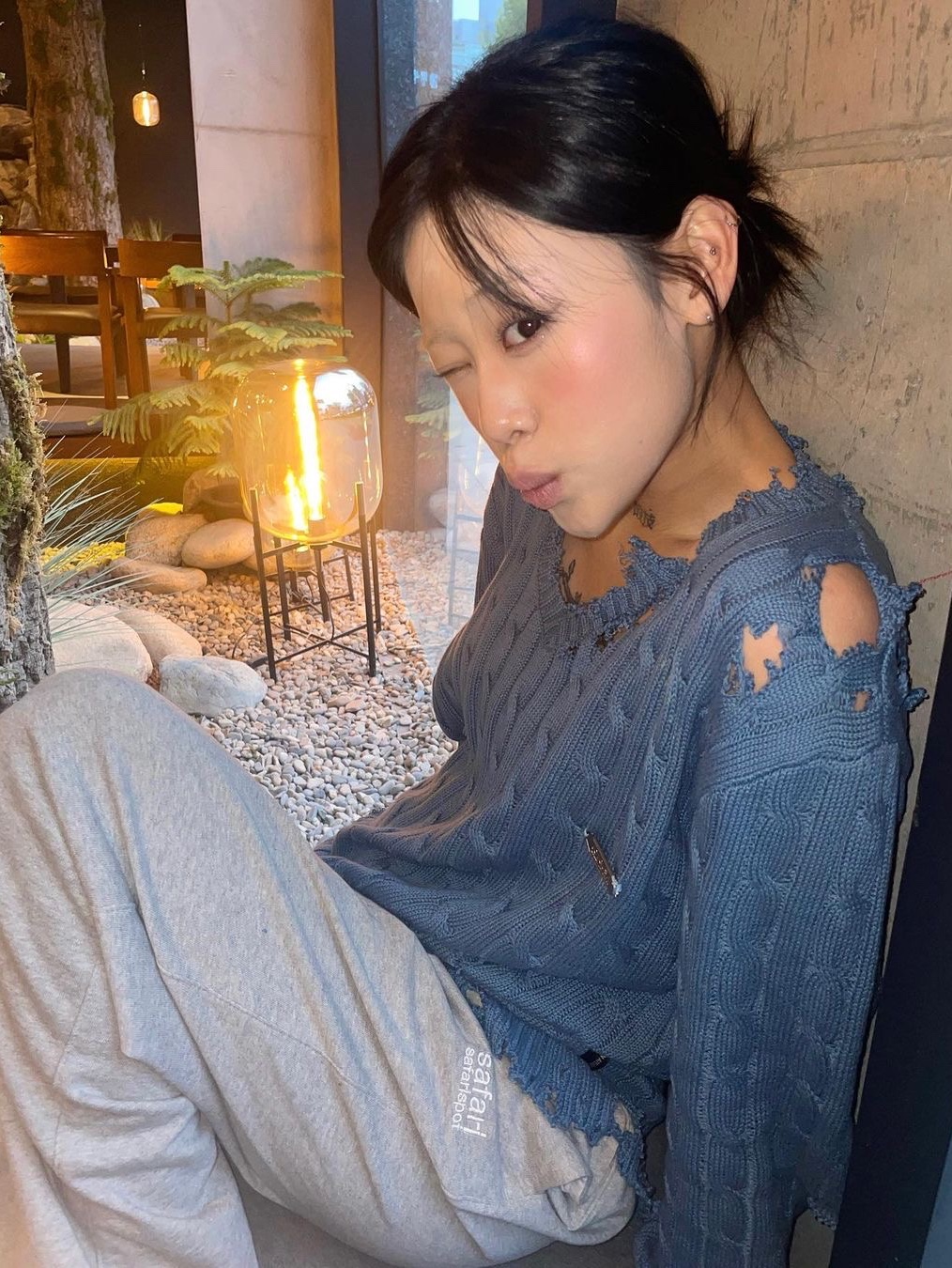 Safarispot Basic Safari Light Sweat Pants Gray 착용 스타일 - 2