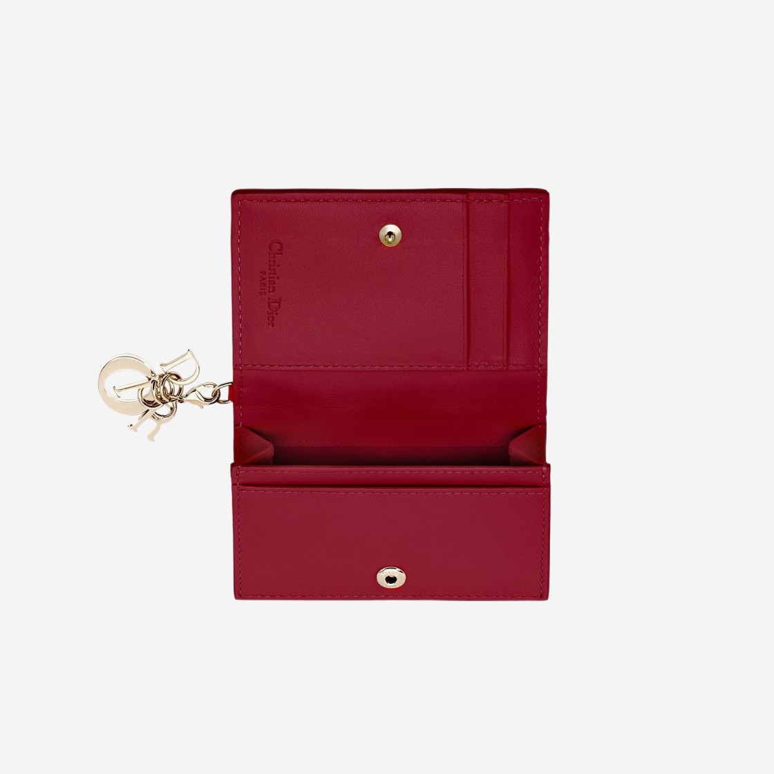 Dior Lady Flap Card Holder Patent Cannage Calfskin Cherry Red 상세 이미지 3