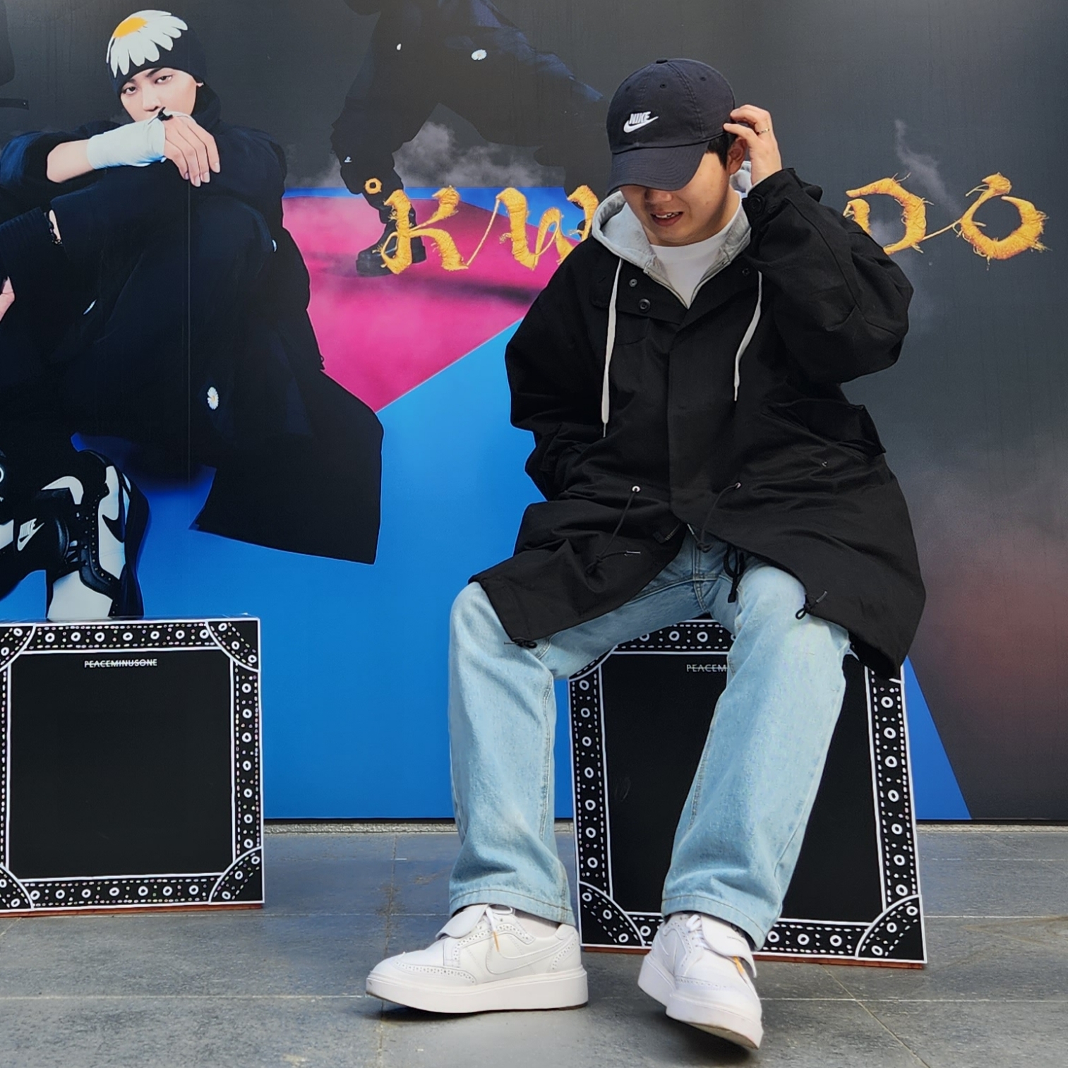 Nike x Peaceminusone Kwondo1 White 착용 스타일