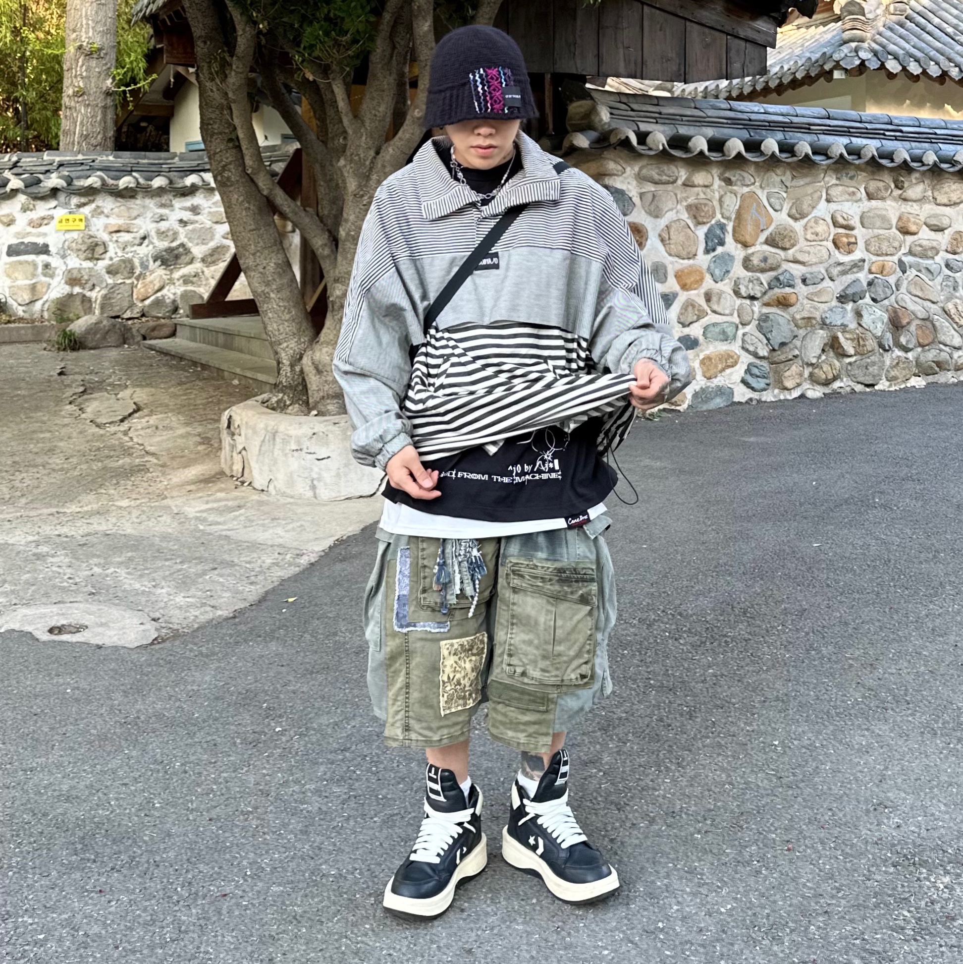 Converse x Drkshdw Turbowpn Black Cream 착용 스타일 - 1