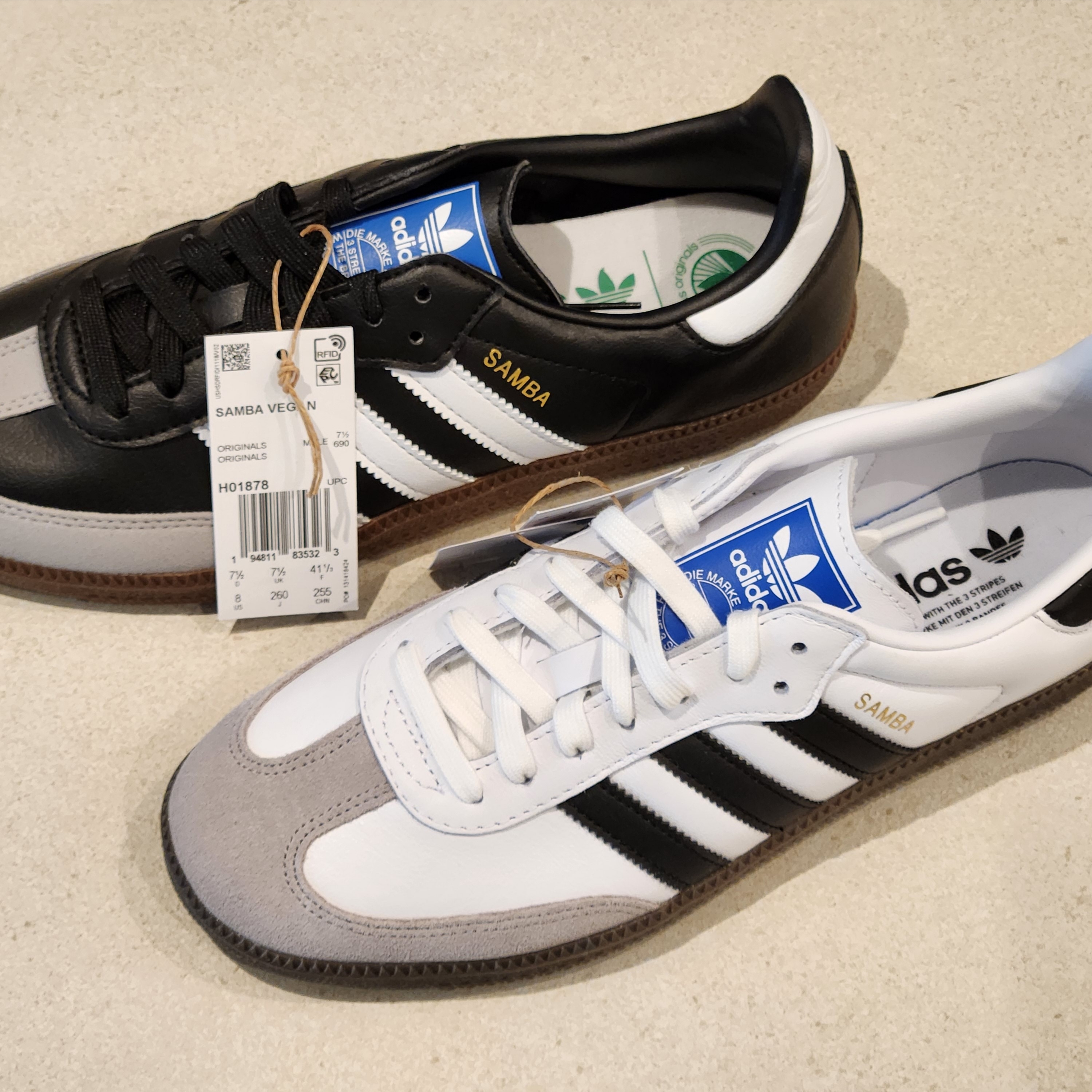 Adidas Samba OG Cloud White, Adidas Samba Vegan Black White 착용 스타일