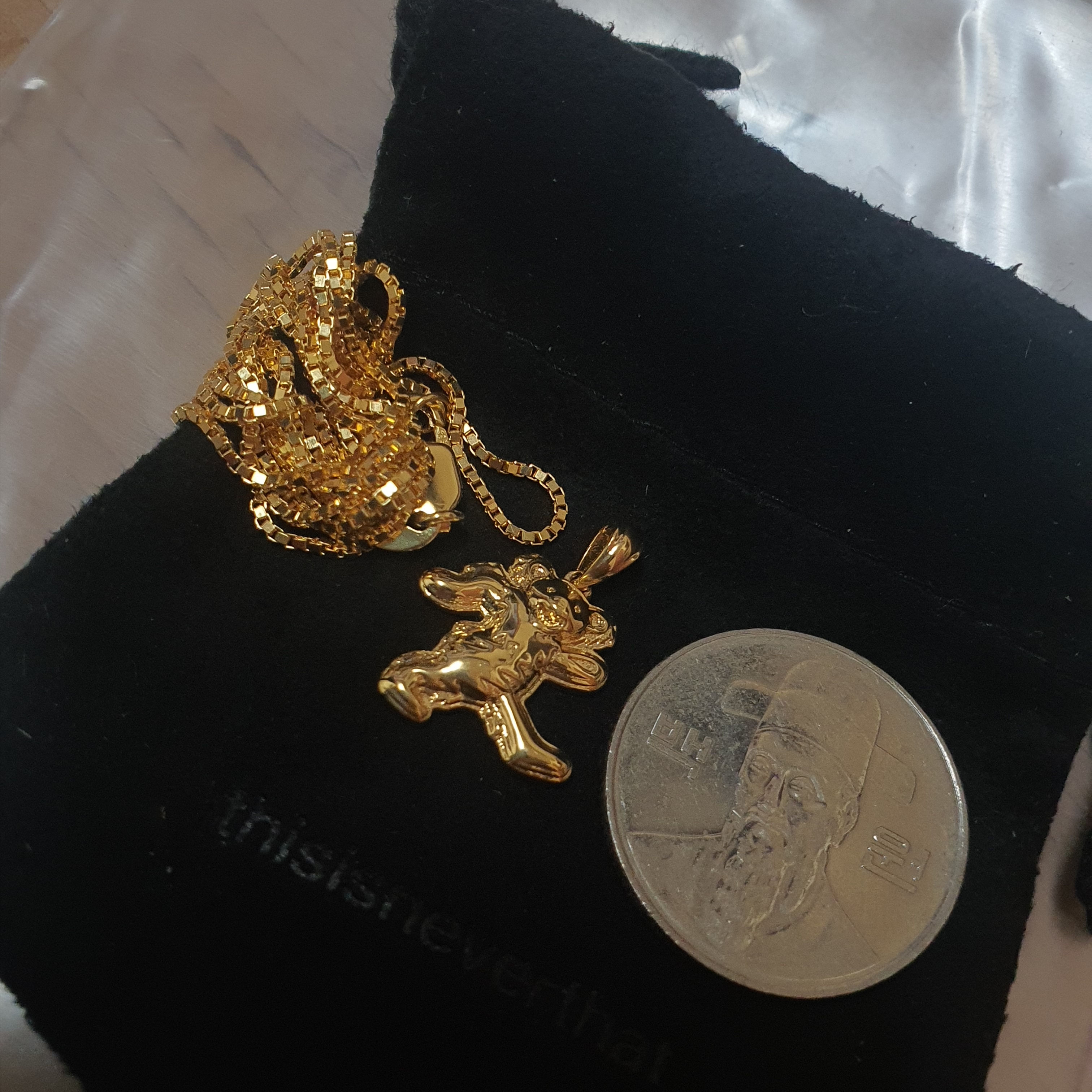Thisisneverthat x Grateful Dead Lightning Bear Necklace Gold 착용 스타일