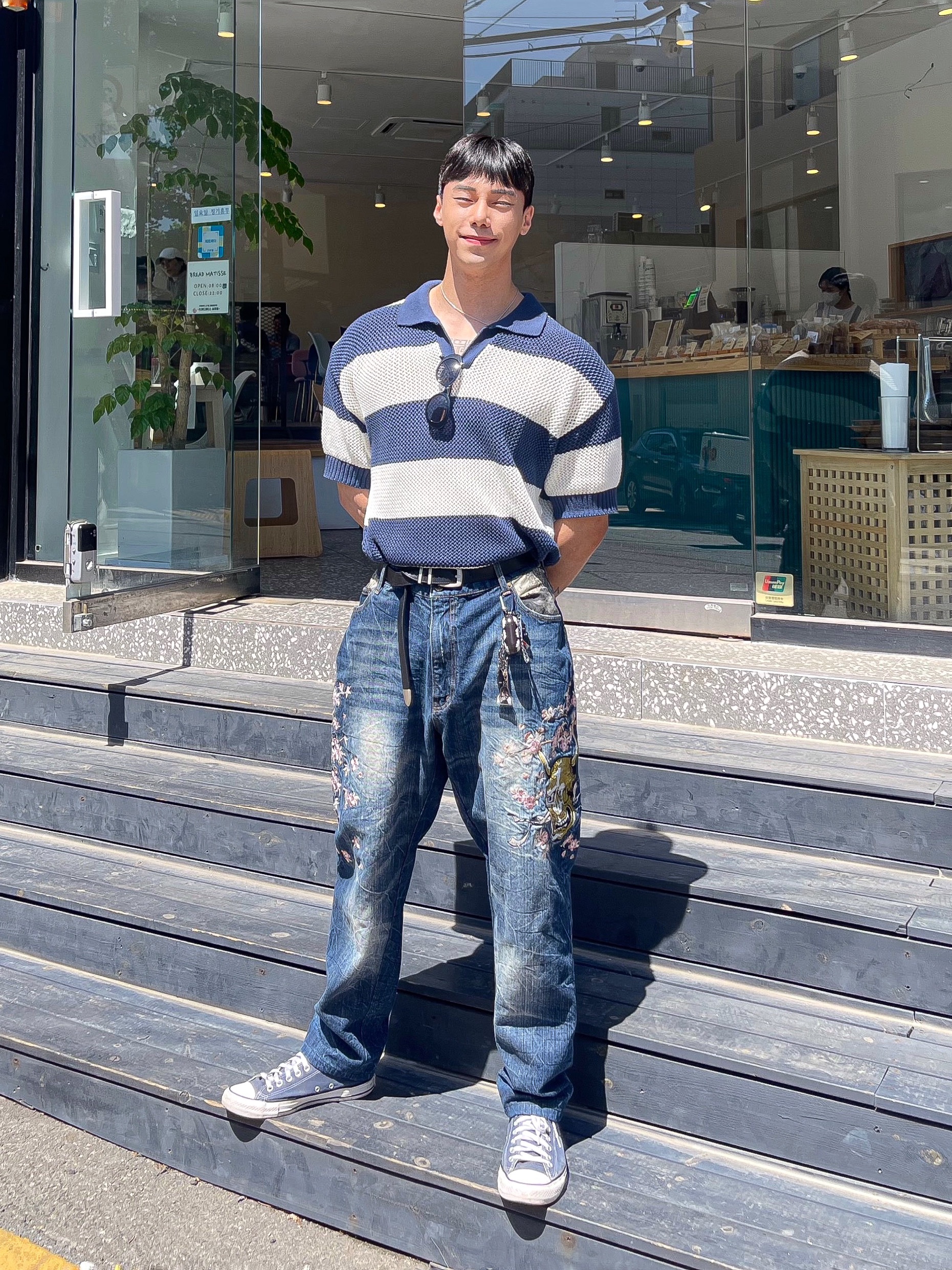 Converse Chuck Taylor All Star Classic Ox Navy 착용 스타일 - 2