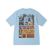 Stussy Flower Grid Pigment Dyed T-Shirt Sky Blue