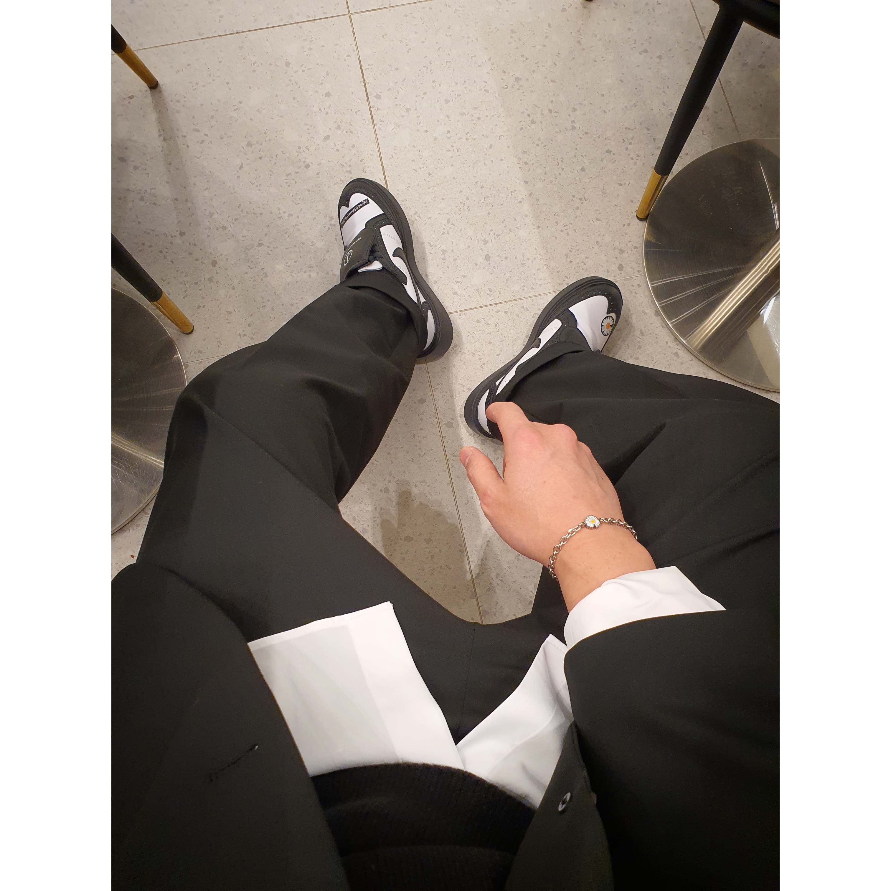 Nike x Peaceminusone Kwondo1 Black and White 착용 스타일 - 2