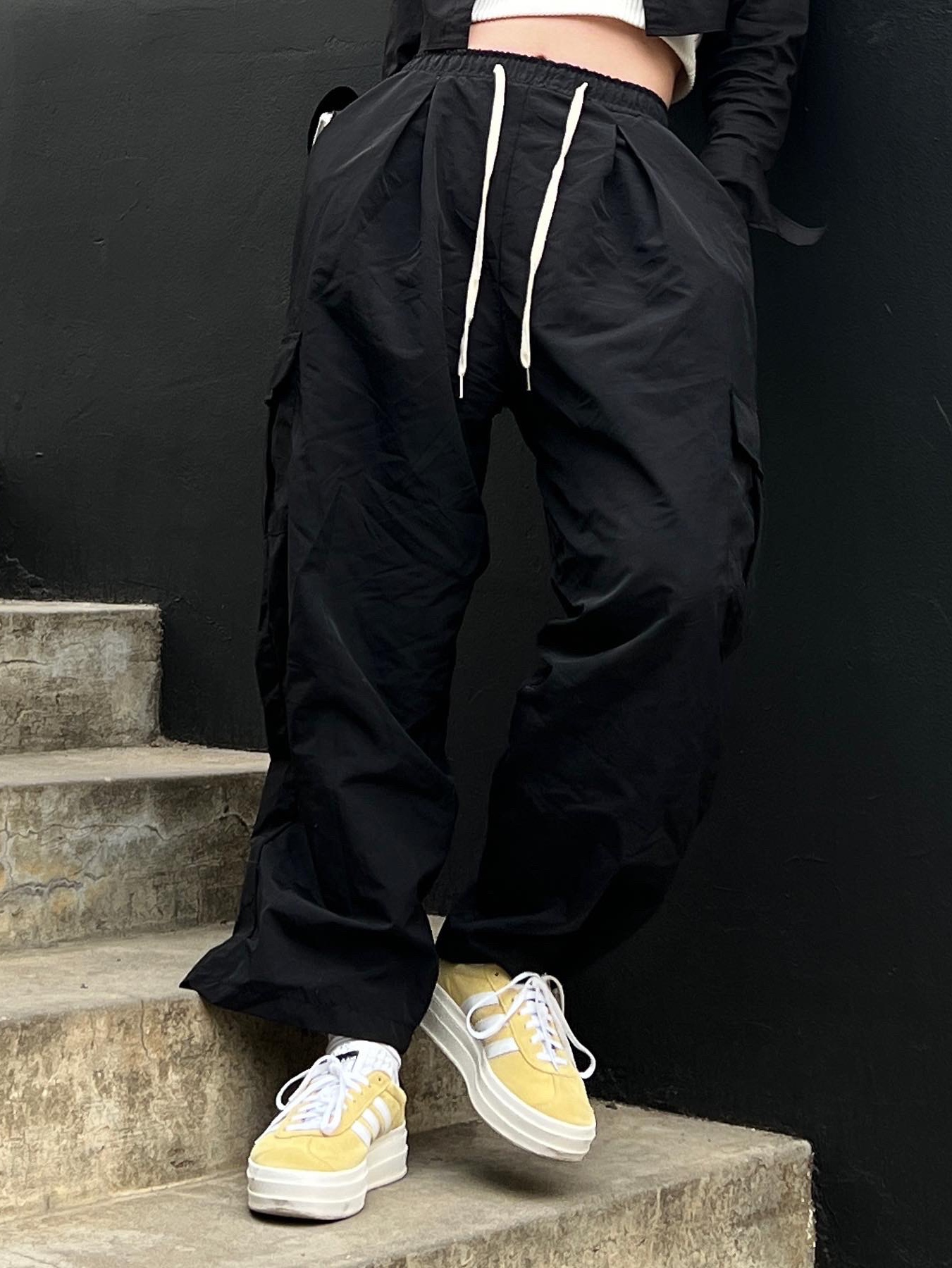 (W) Adidas Gazelle Bold Almost Yellow Cloud White 착용 스타일 - 4