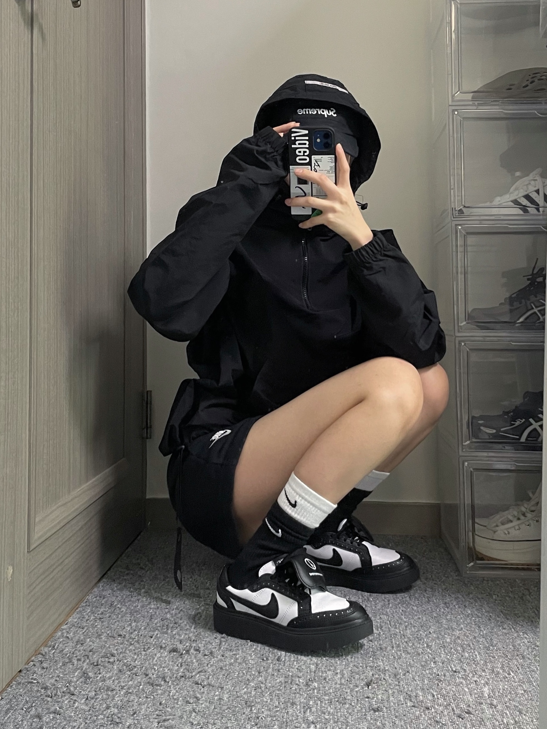 Nike x Peaceminusone Kwondo1 Black and White, Supreme Ventile Camp Cap Black - 22FW 착용 스타일 - 1