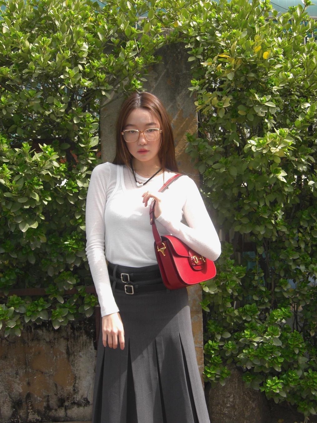 Gucci Horsebit 1955 Shoulder Bag Red 착용 스타일 - 1