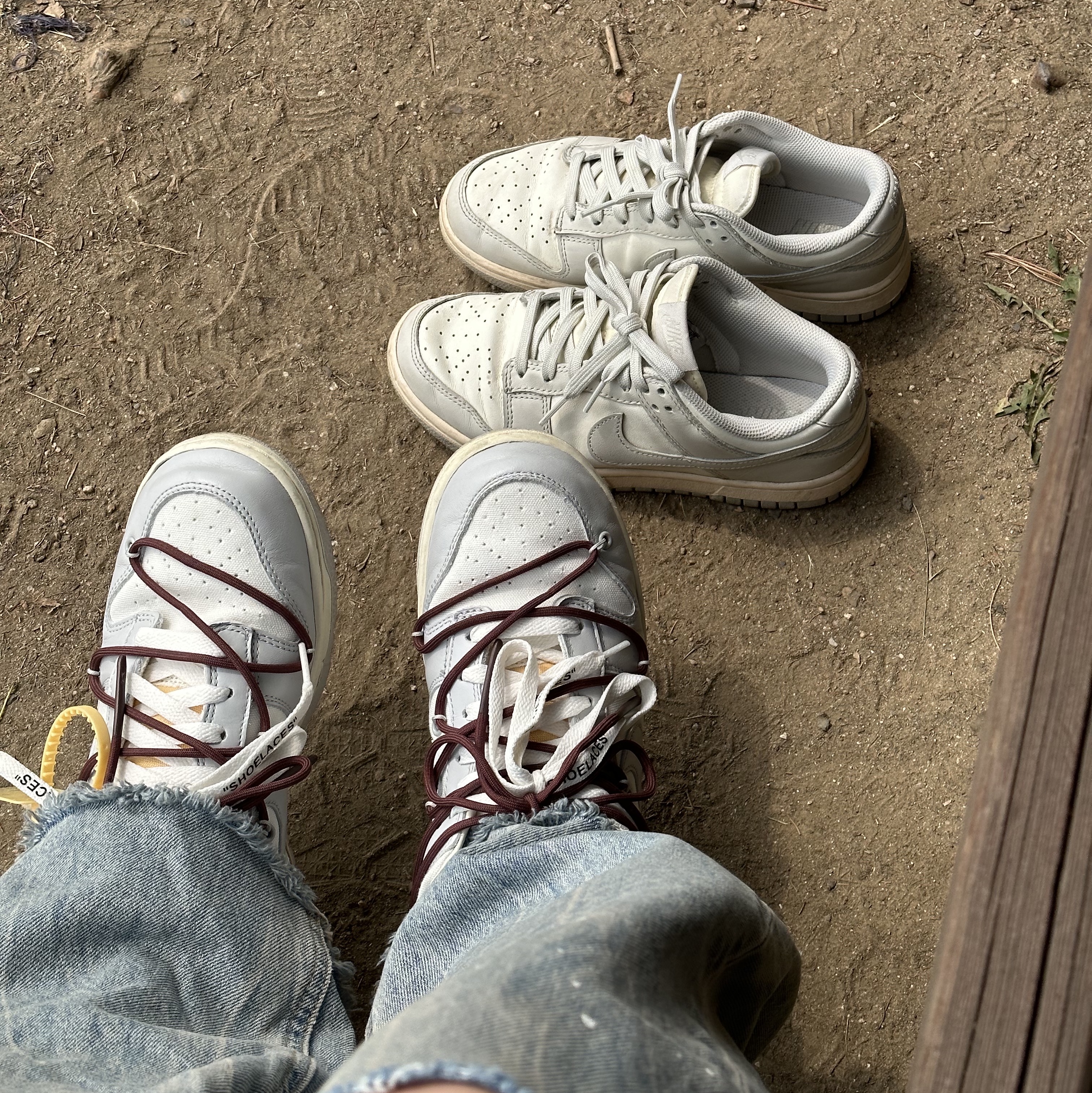 Nike x Off-White Dunk Low The 50 - Lot 46, (W) Nike Dunk Low Light Bone 착용 스타일