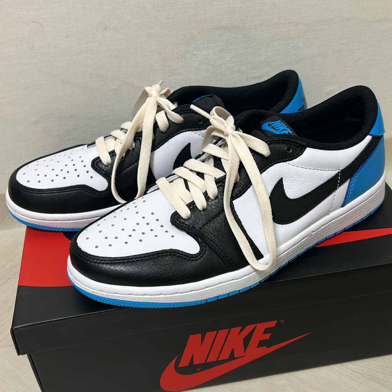 Jordan 1 Retro Low OG Black and Dark Powder Blue 착용 스타일