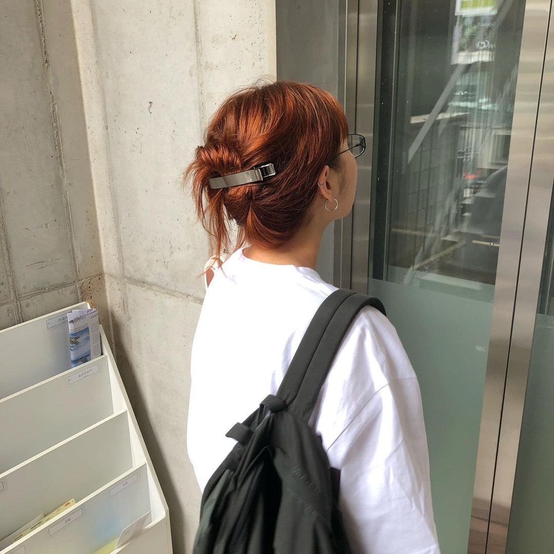 Sentiments No.353 Hair Pin 2 Set XXL Push Pin Clip Silver 착용 스타일
