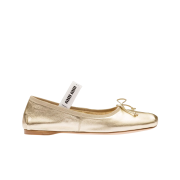 (W) MIu Miu Mordore Nappa Leather Ballerinas Pyrite