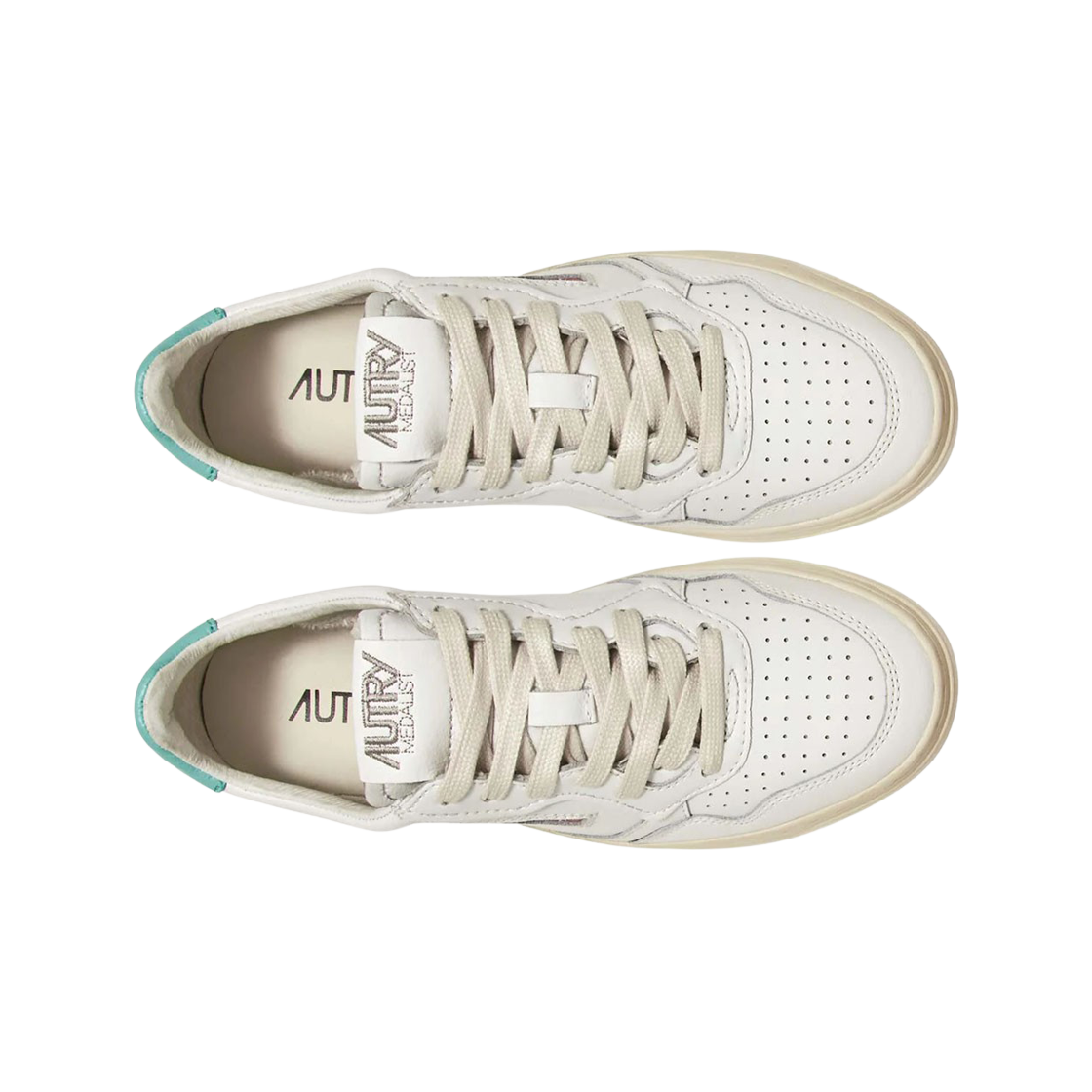 (W) 오트리 메달리스트 로우 레더 스니커즈 화이트 터콰이즈((W) Autry Medalist Low Leather Sneakers White Turquoise) - 3