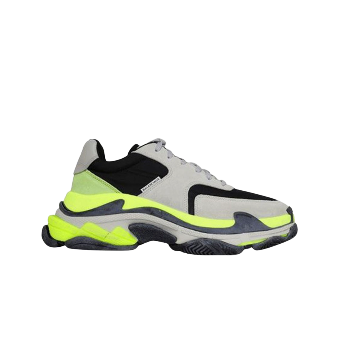 533888W09T21293 Balenciaga Triple S Sneakers Black Neon Green Light Grey - 대표 이미지 #1