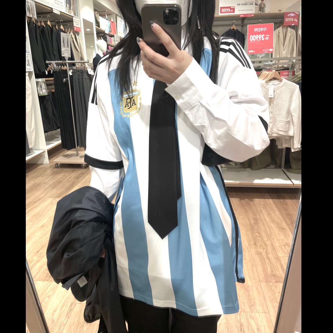Adidas Argentina Home Jersey 2022 White Light Blue - KR Sizing (Non Marking Ver.) 착용 스타일
