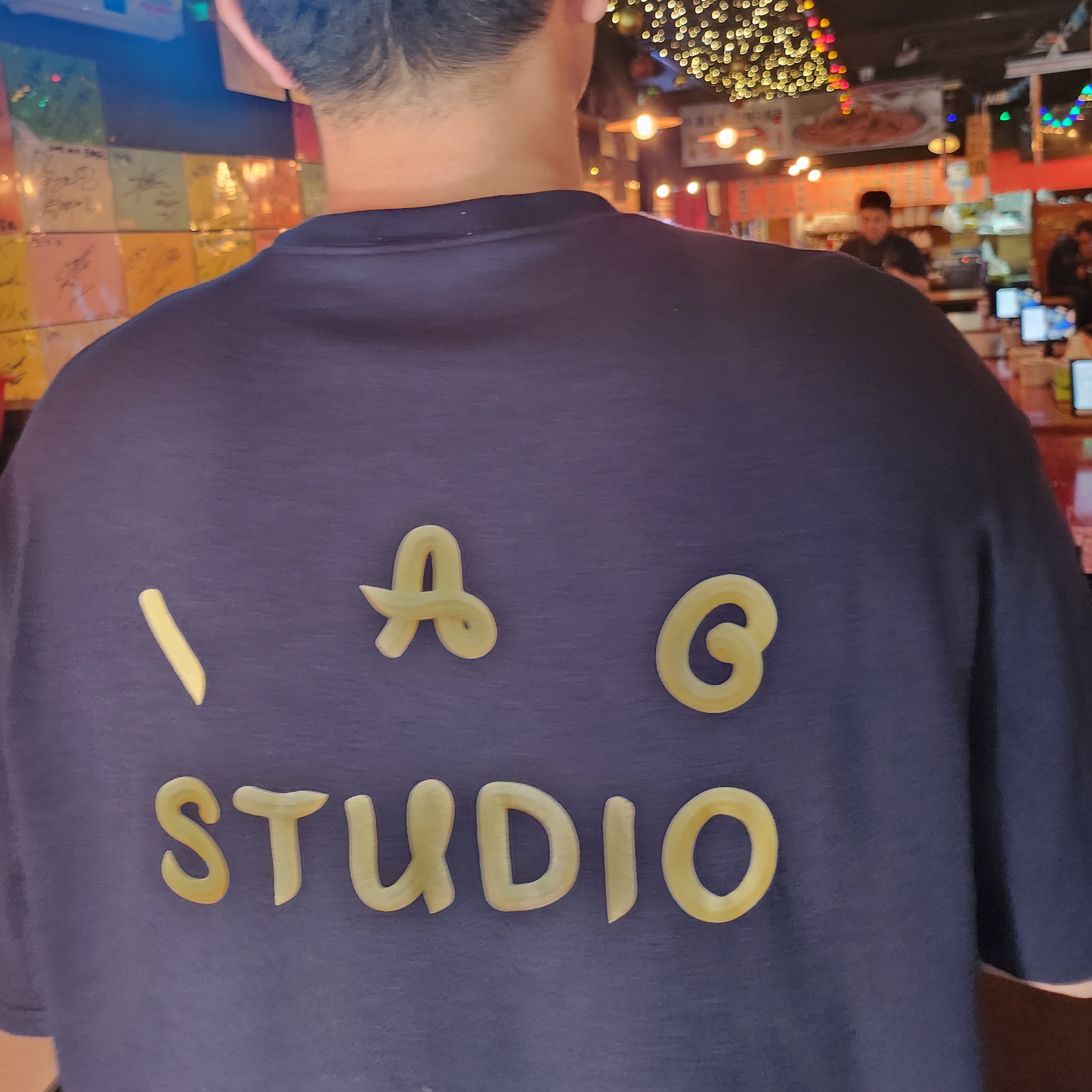 IAB Studio x Ottogi Mayonnaise 50th Anniversary T-Shirt Navy 착용 스타일