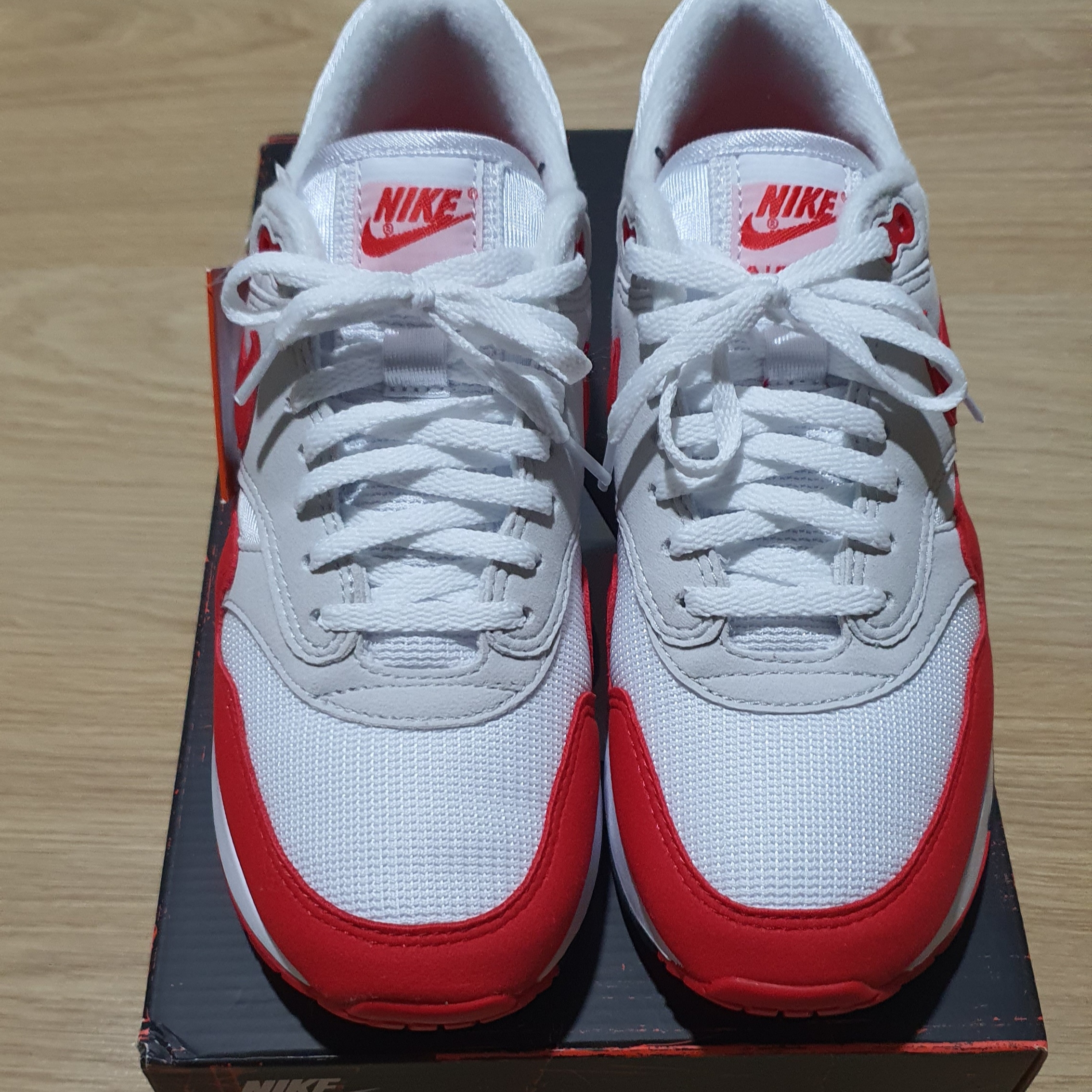 (W) Nike Air Max 1 '86 OG Big Bubble White University Red 착용 스타일 - 3
