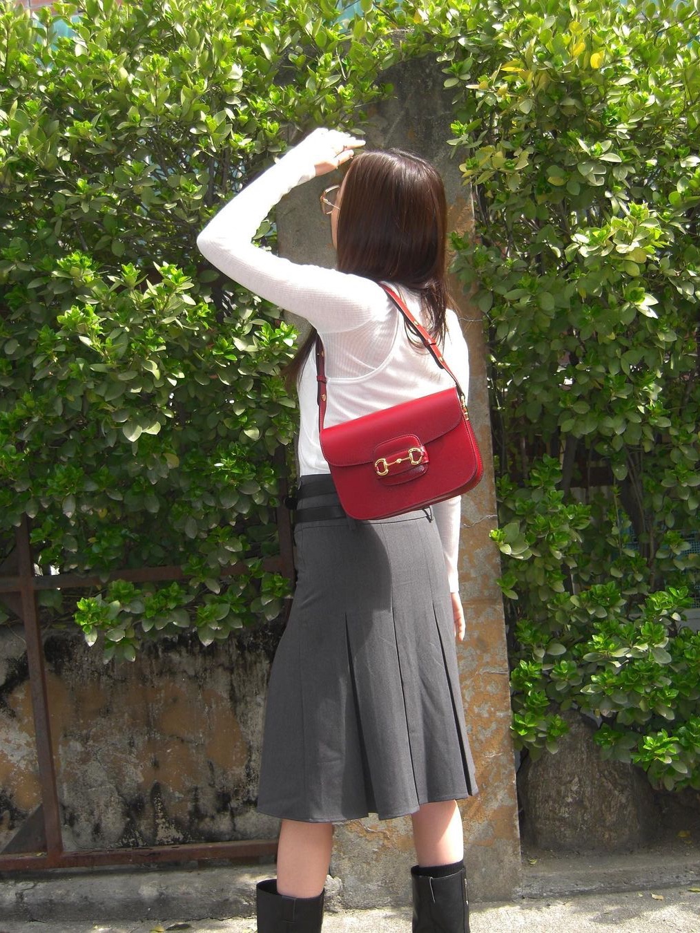 Gucci Horsebit 1955 Shoulder Bag Red 착용 스타일 - 2