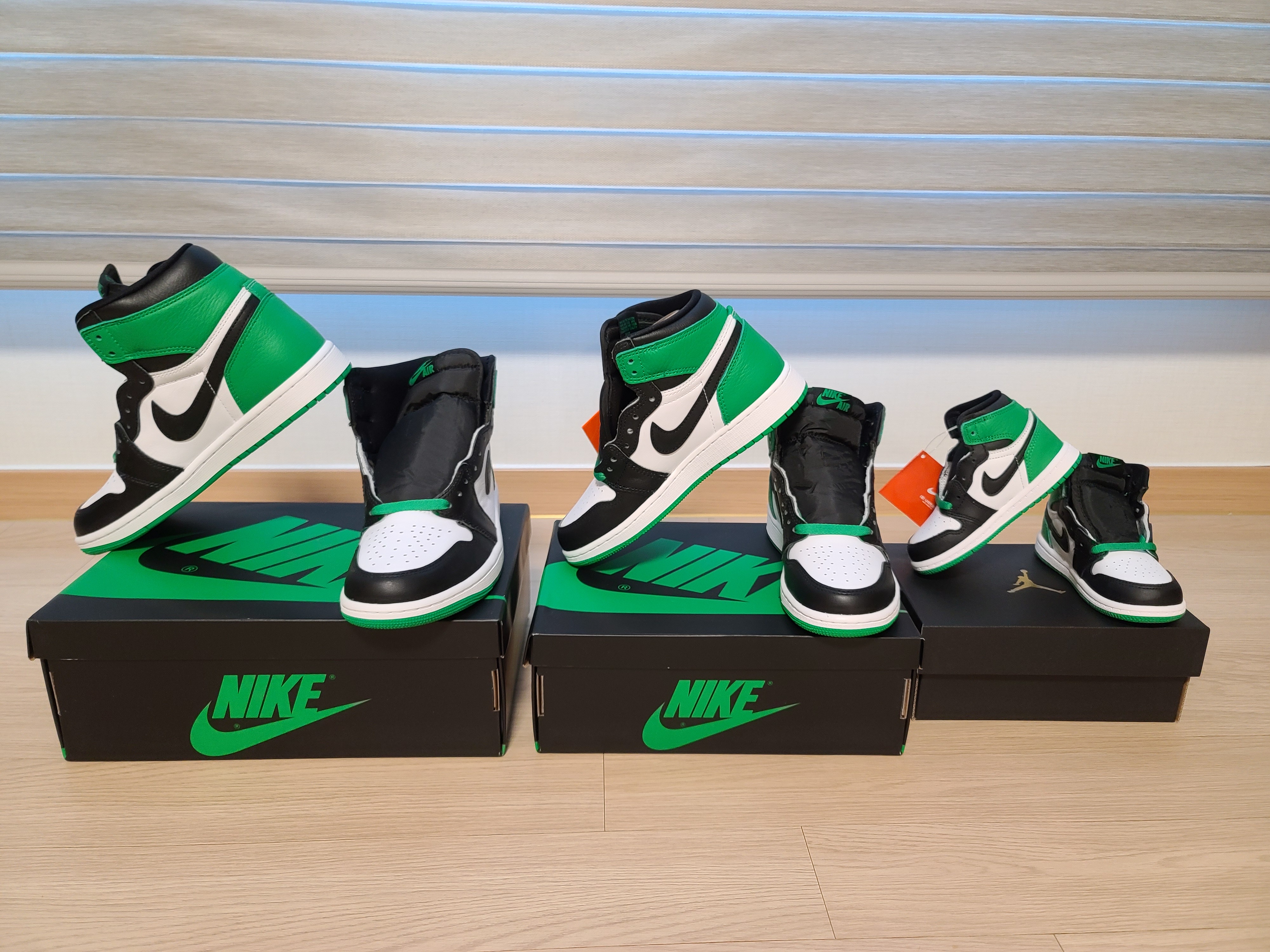 Jordan 1 Retro High OG Black and Lucky Green, (GS) Jordan 1 Retro High OG Black and Lucky Green 착용 스타일