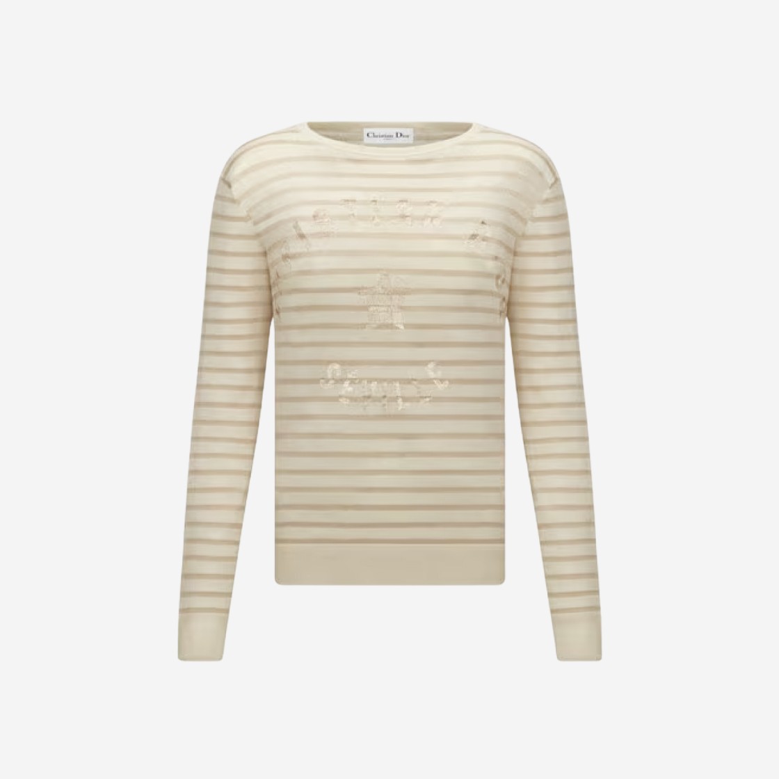 (W) Dior Seville Sweater Gold-Tone Linen Cashmere and Silk Knit with Signature 상세 이미지 1