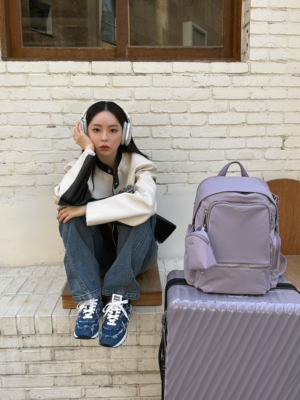 (W) New Balance x Miu Miu 574 Denim 착용 스타일
