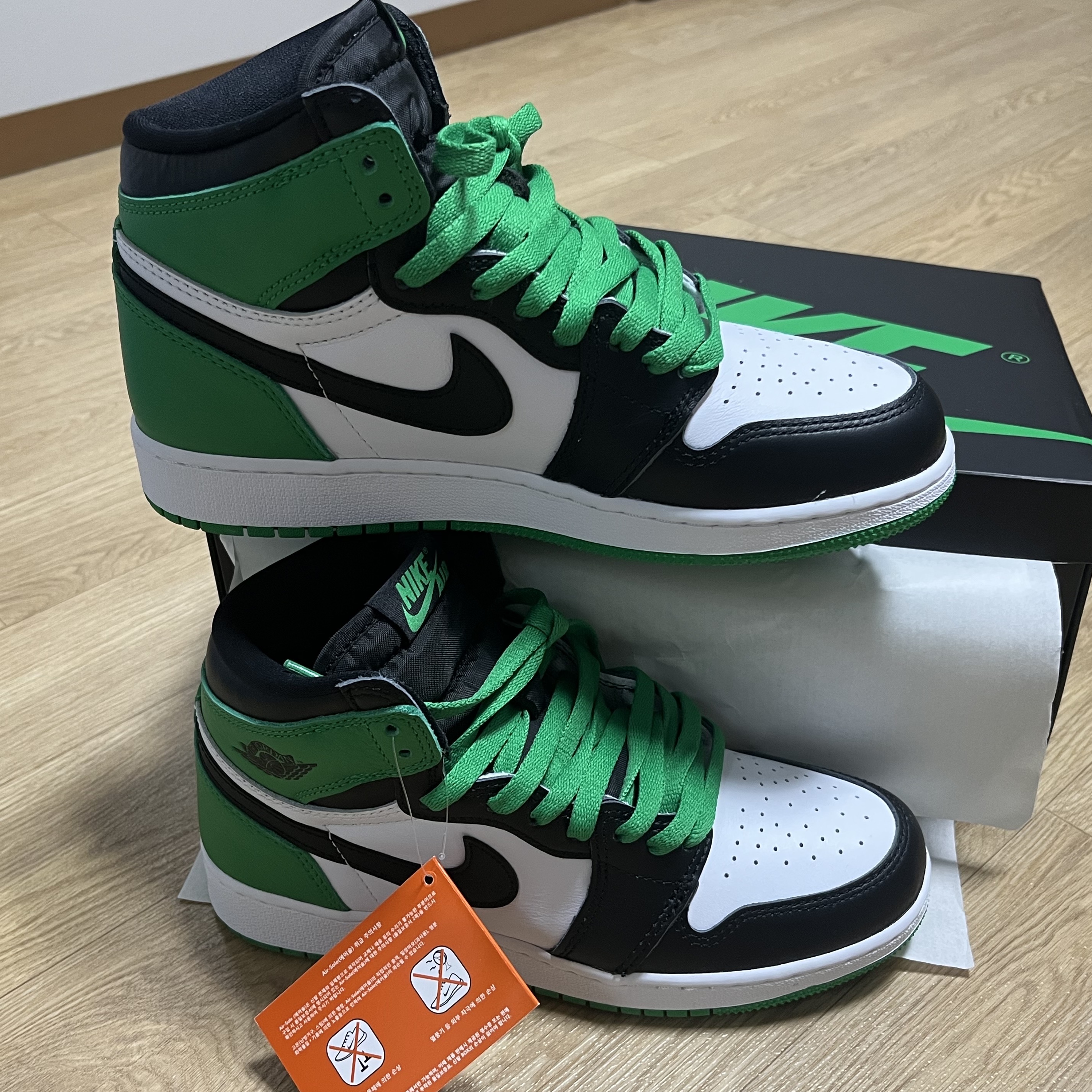 Jordan 1 Retro High OG Black and Lucky Green 착용 스타일