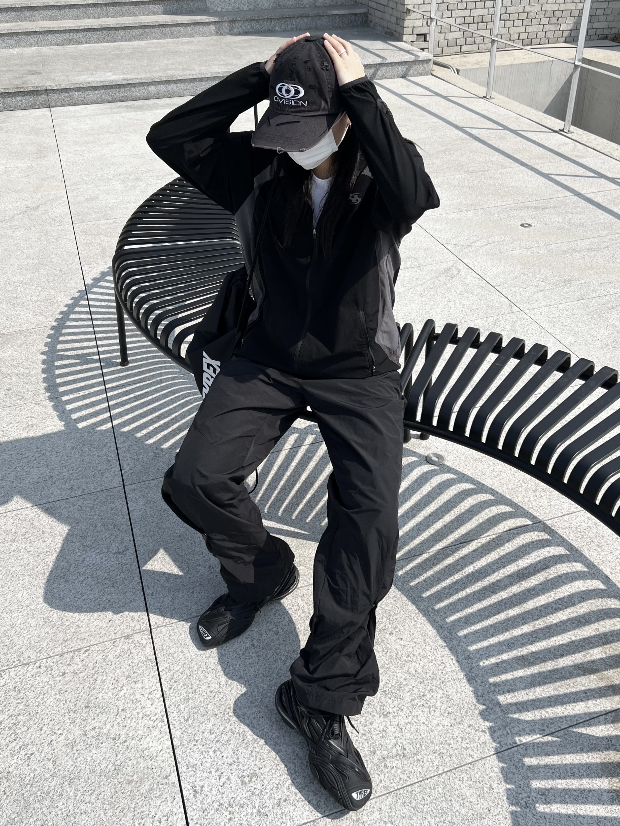 Sansan Gear Running Jacket Black - 22SS, Balenciaga Tyrex Sneakers Black 착용 스타일 - 4