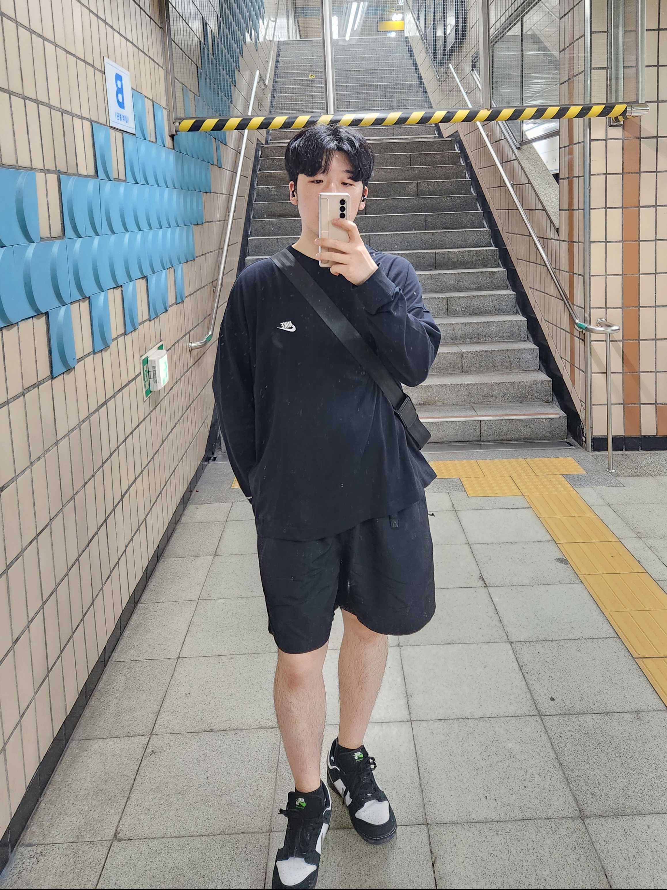 Nike x Peaceminusone LS T-Shirt Black (DR0098-010), Nike x Staple SB Dunk Low Panda Pigeon 착용 스타일