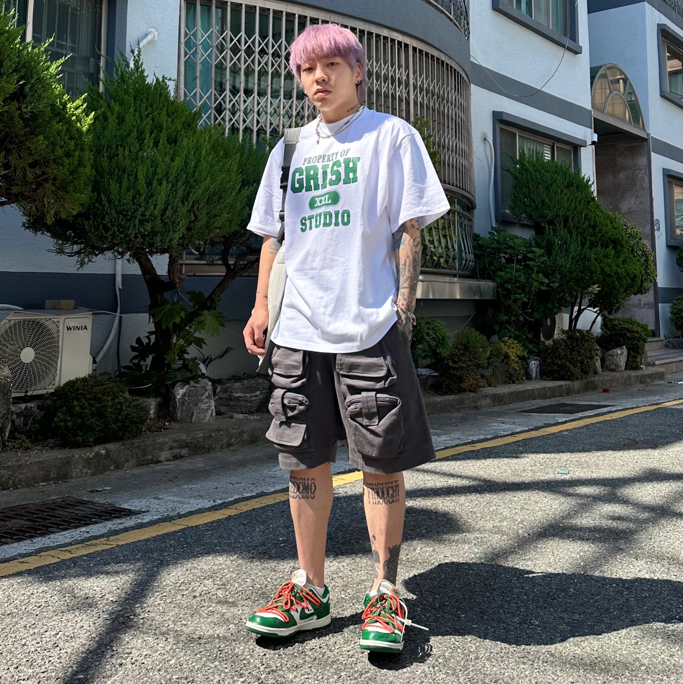 Nike x Off-White Dunk Low Pine Green 착용 스타일 - 2