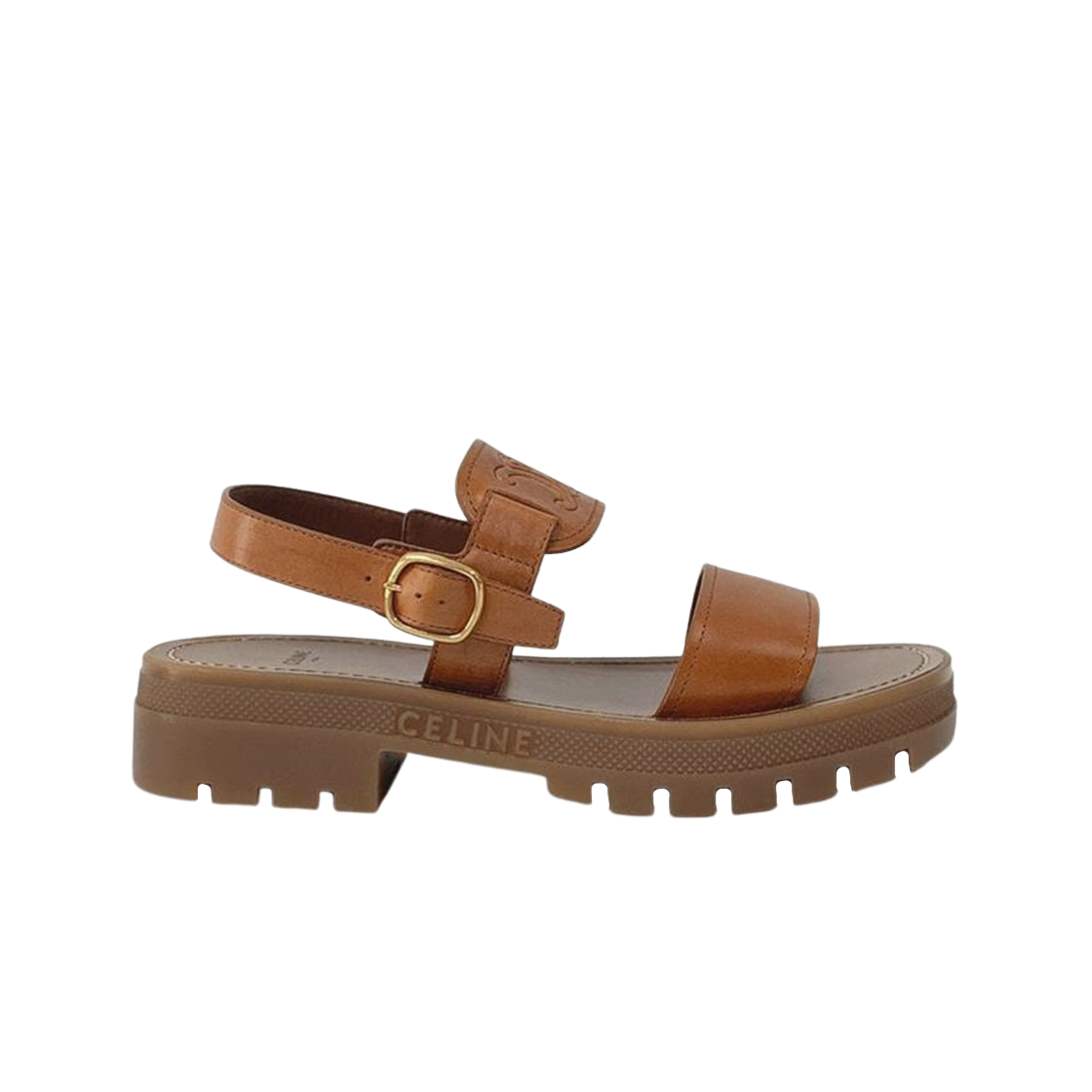 셀린느 베지터블 탠 카프스킨 클레아 트리옹프 글레디에이터 청키 샌들 탄((W) Celine Clea Triomphe Gladiator Chunky Sandal in Vegetable Tanned Calfskin Tan) - 1