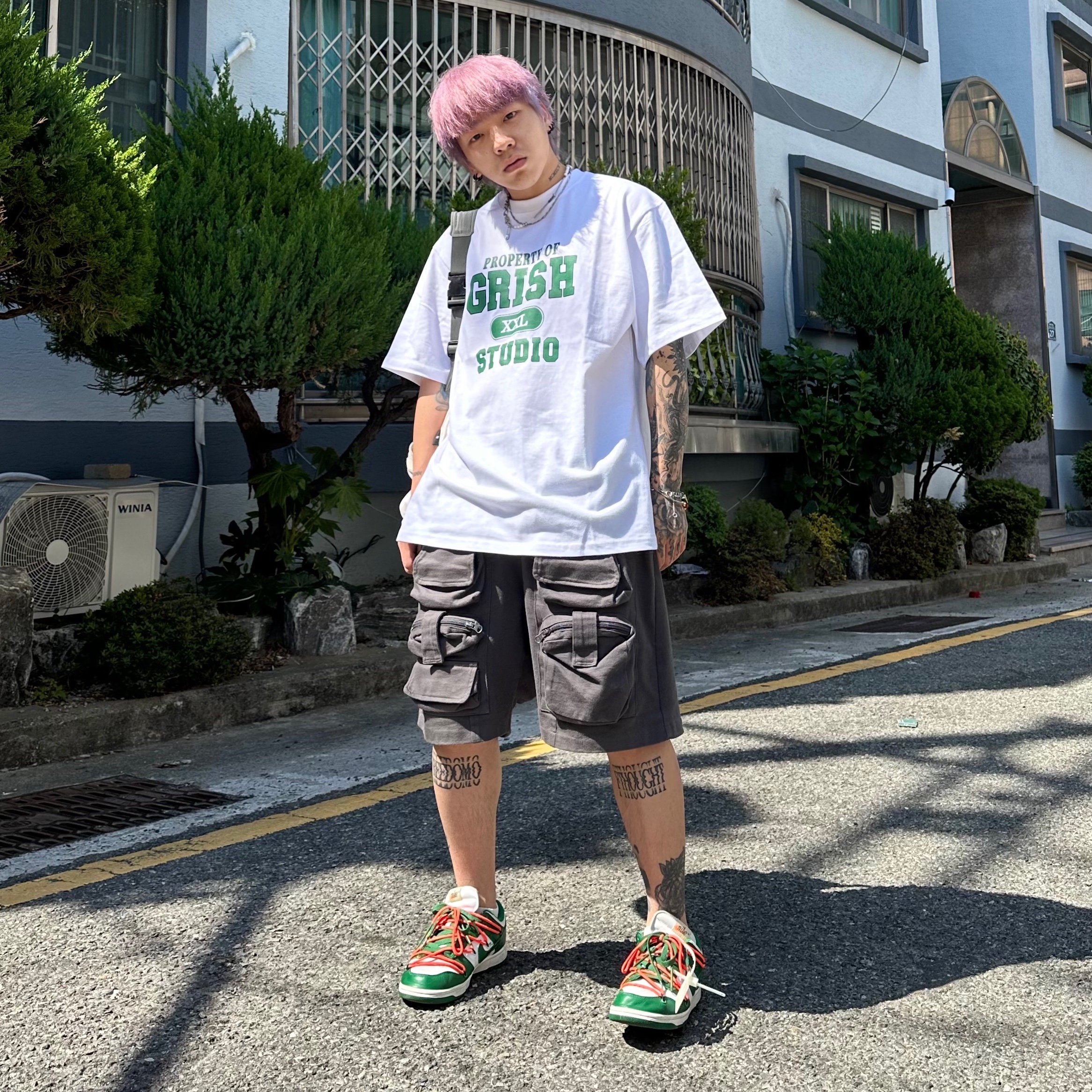 Nike x Off-White Dunk Low Pine Green 착용 스타일 - 1