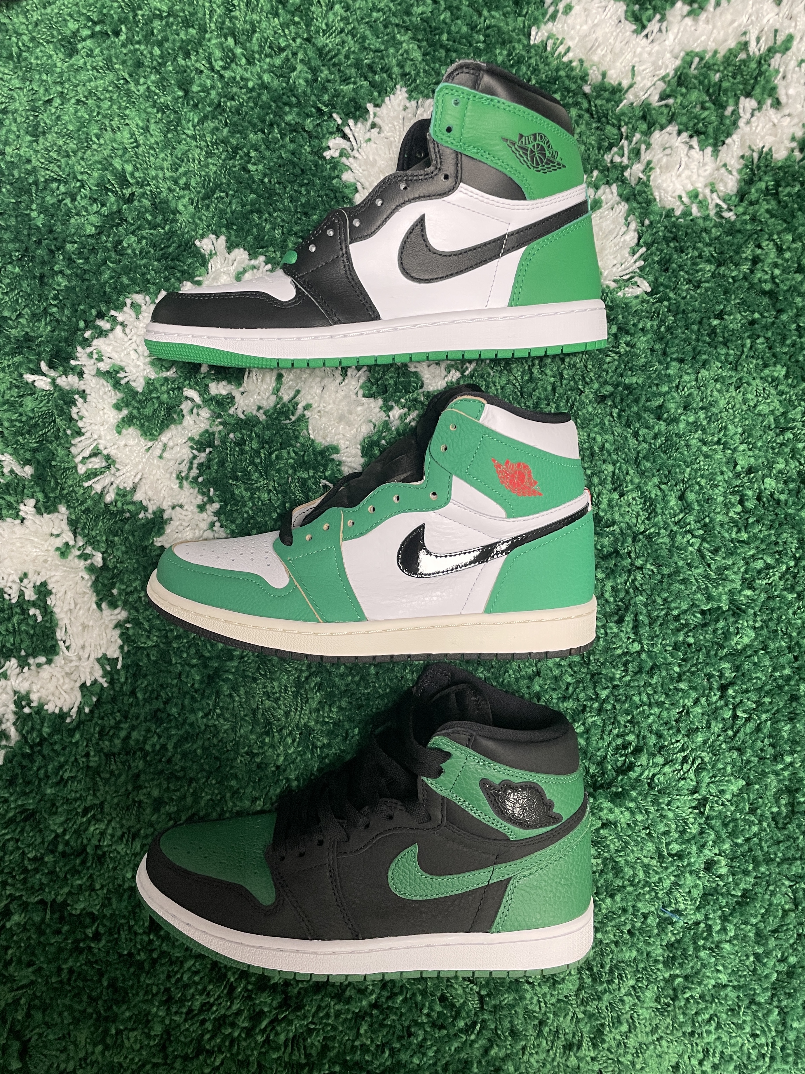 Jordan 1 Retro High OG Black and Lucky Green, (W) Jordan 1 Retro High OG Lucky Green 착용 스타일