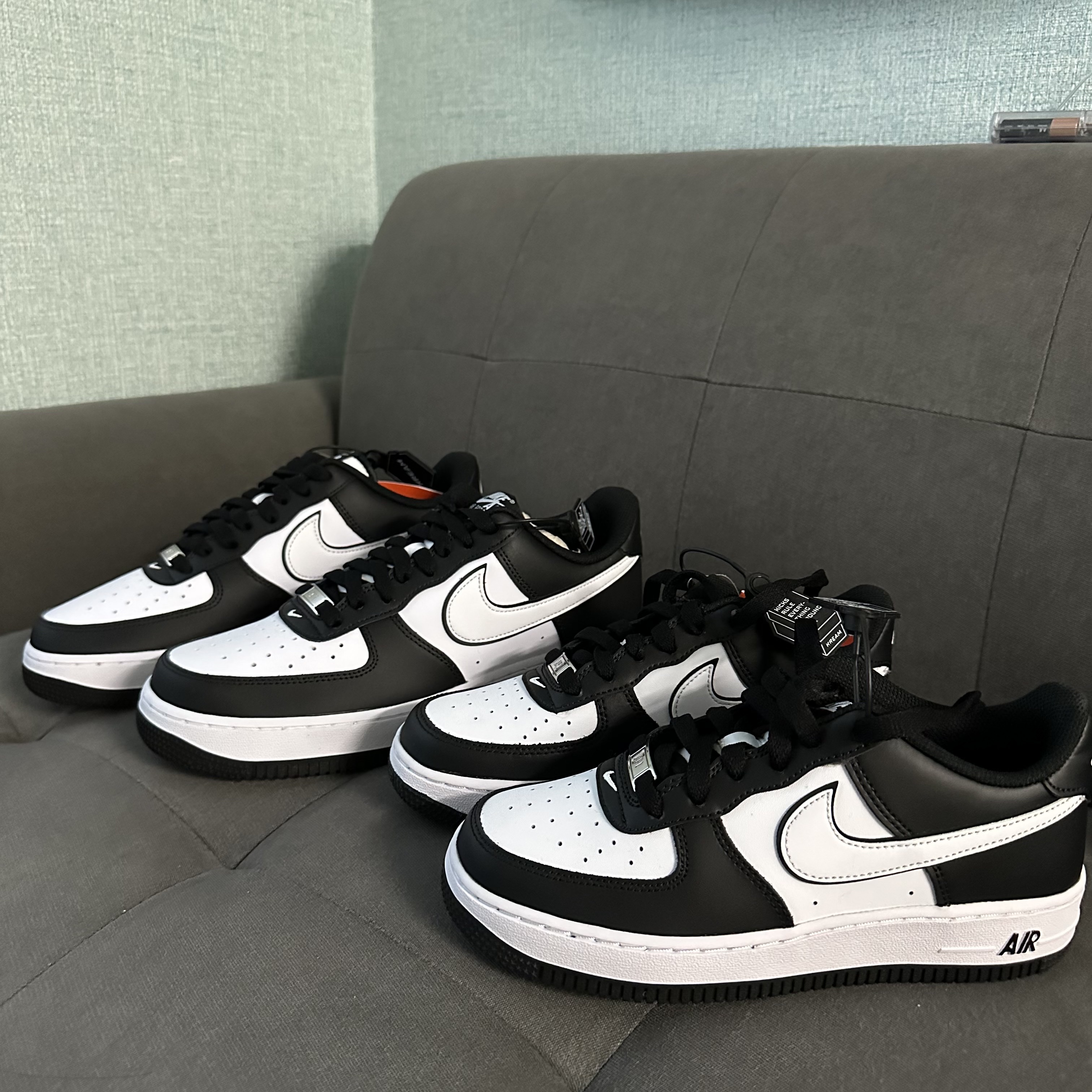 (GS) Nike Air Force 1 LV8 2 Black White, Nike Air Force 1 '07 Black White 착용 스타일