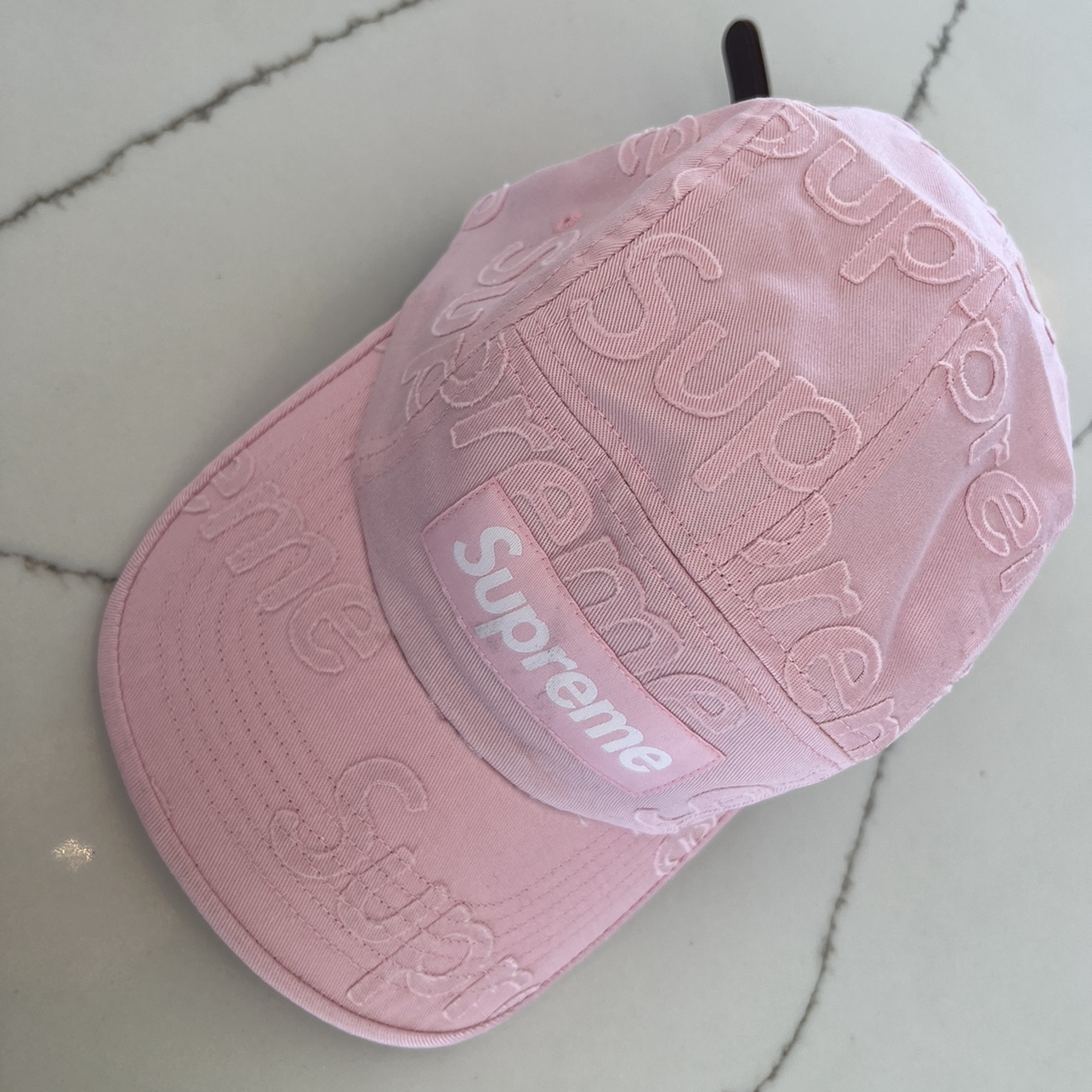 Supreme Lasered Twill Camp Cap Pink - 23SS 착용 스타일