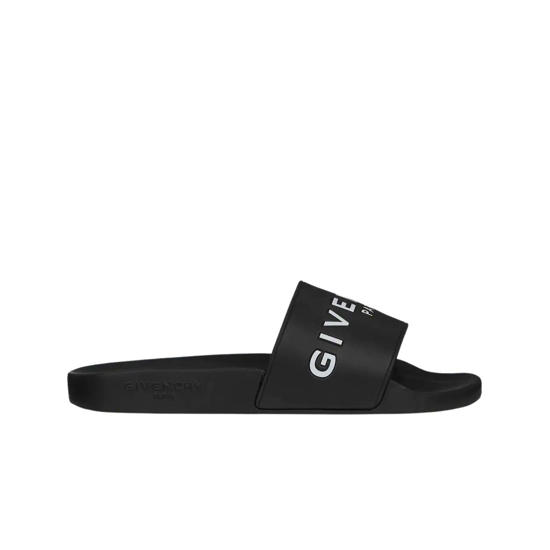 (W) 지방시 러버 슬라이드 플랫 샌들 블랙((W) Givenchy Slide Flat Sandals in Rubber Black)