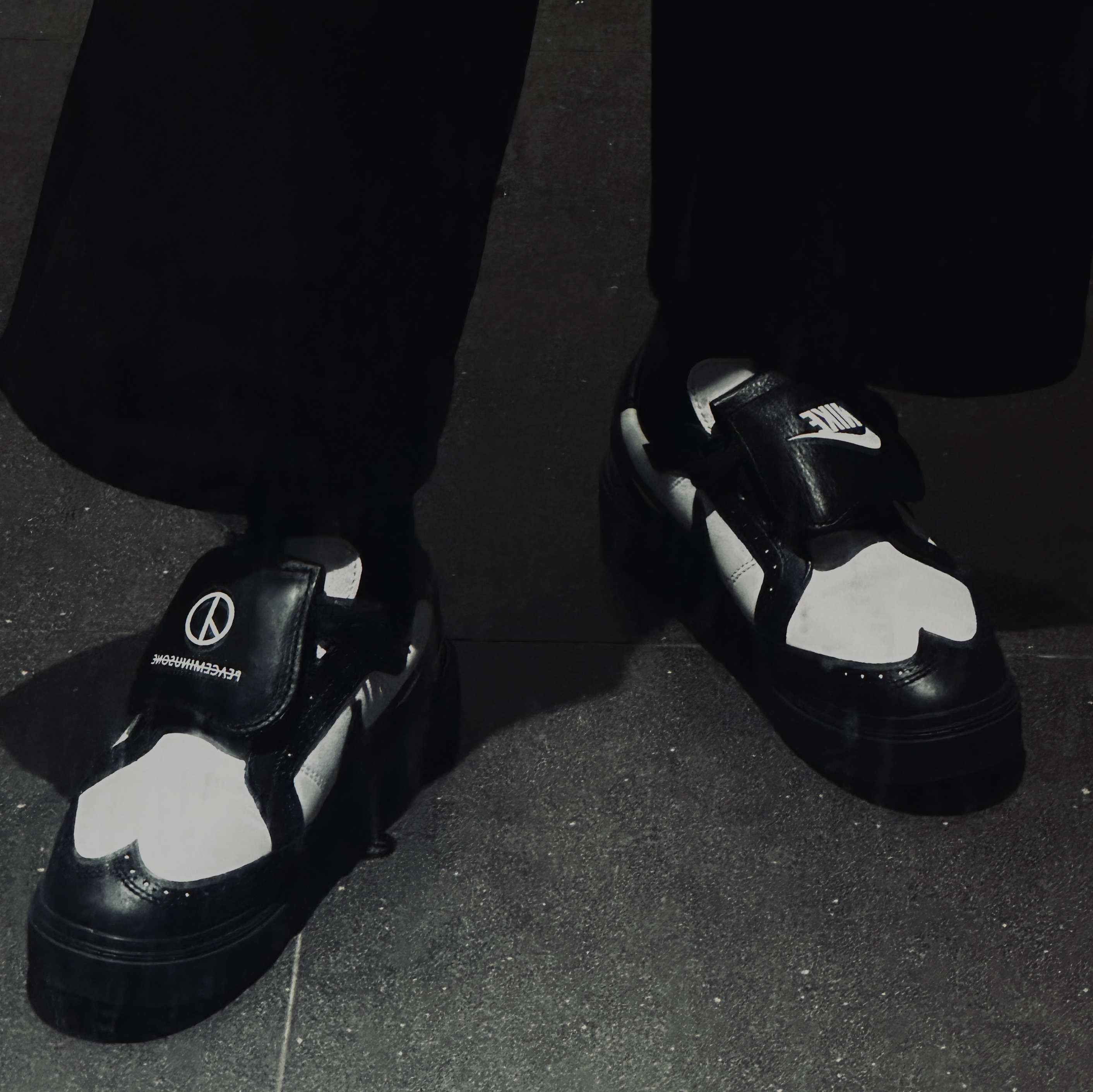 Nike x Peaceminusone Kwondo1 Black and White 착용 스타일