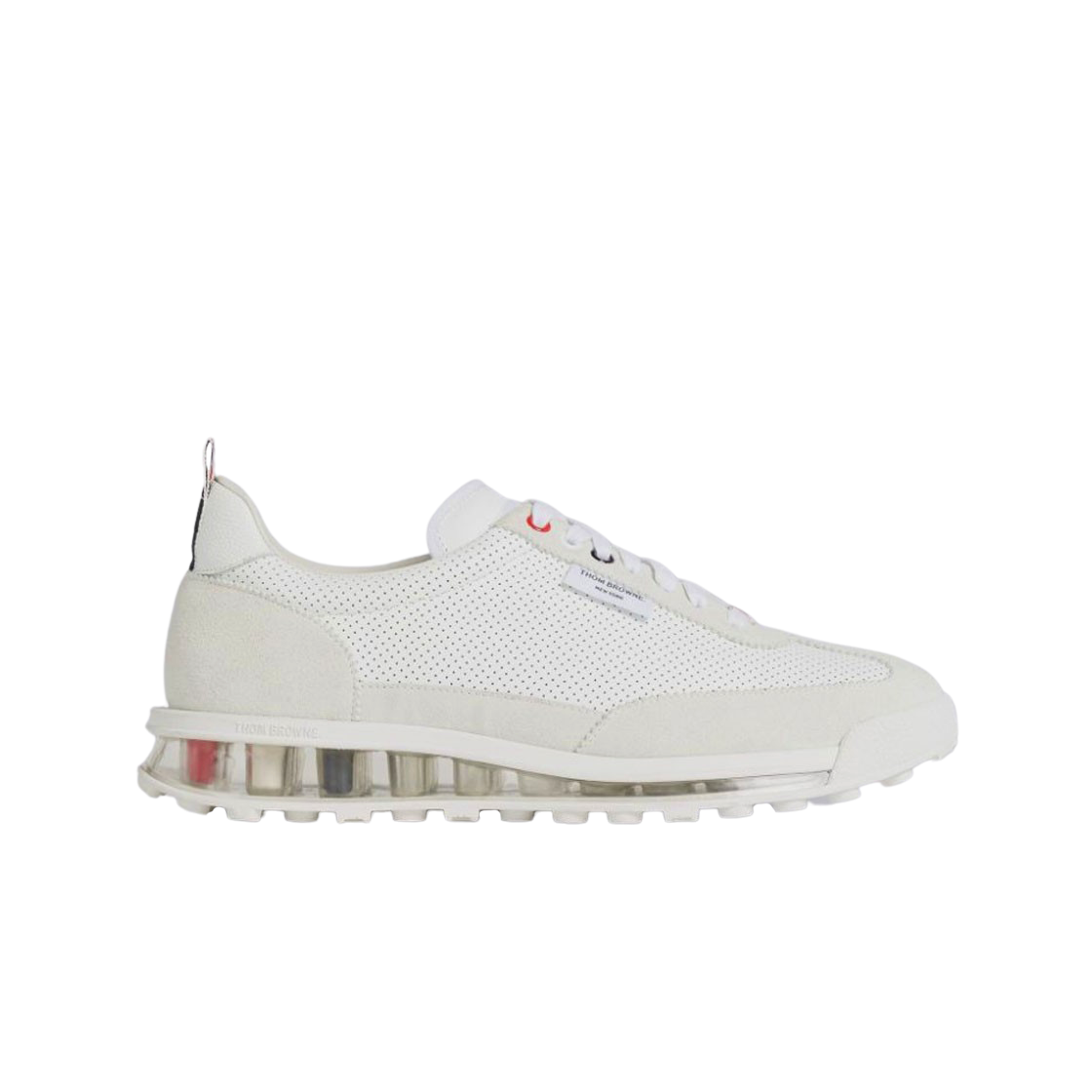 톰브라운 비텔로 카프 레더 클리어 솔 테크 러너 화이트(Thom Browne Vitello Calf Leather Clear Sole Tech Runner White)