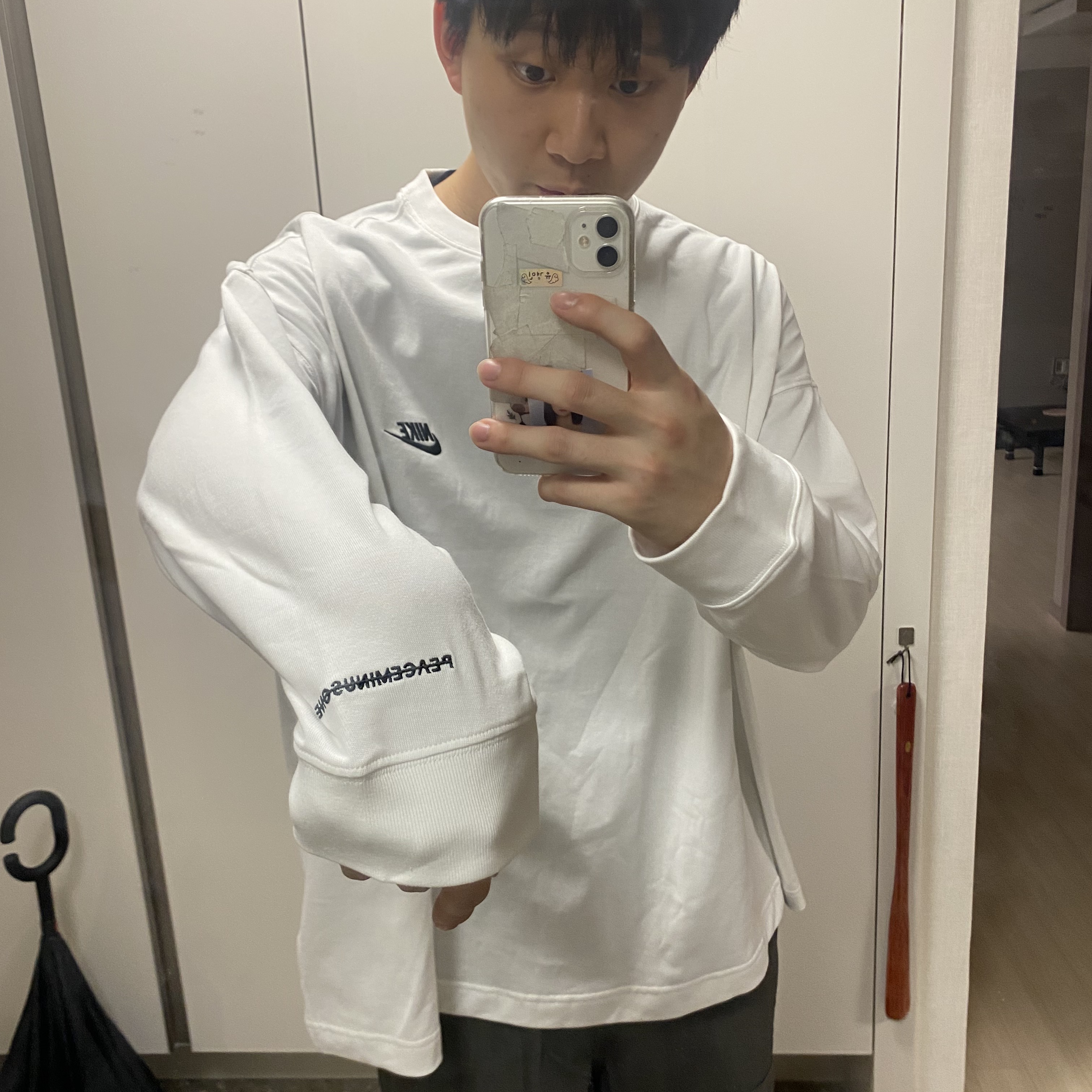 Nike x Peaceminusone LS T-Shirt White (DR0098-100) 착용 스타일