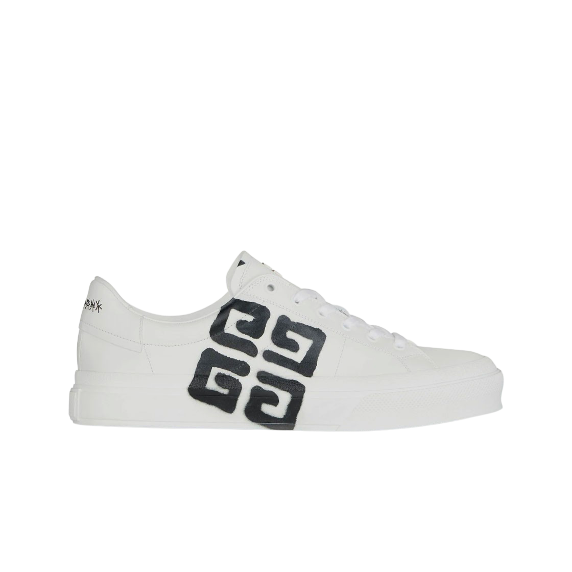 BH005VH13P-116 Givenchy Sneakers City Sport in Leather with Tag Effect 4G Print White Black