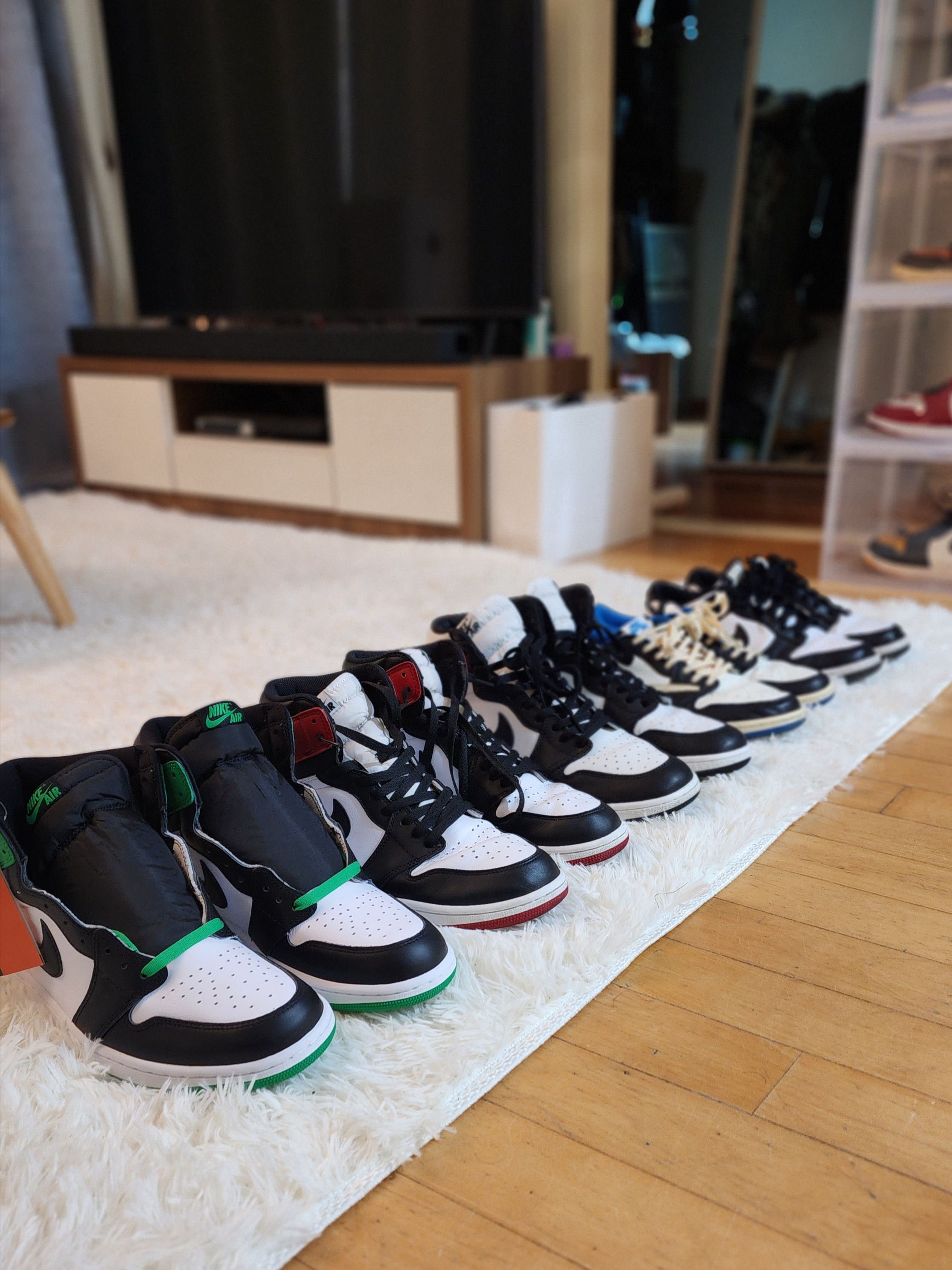 Jordan 1 Retro High OG Black and Lucky Green, Jordan 1 Retro High OG Black Toe 2016 착용 스타일