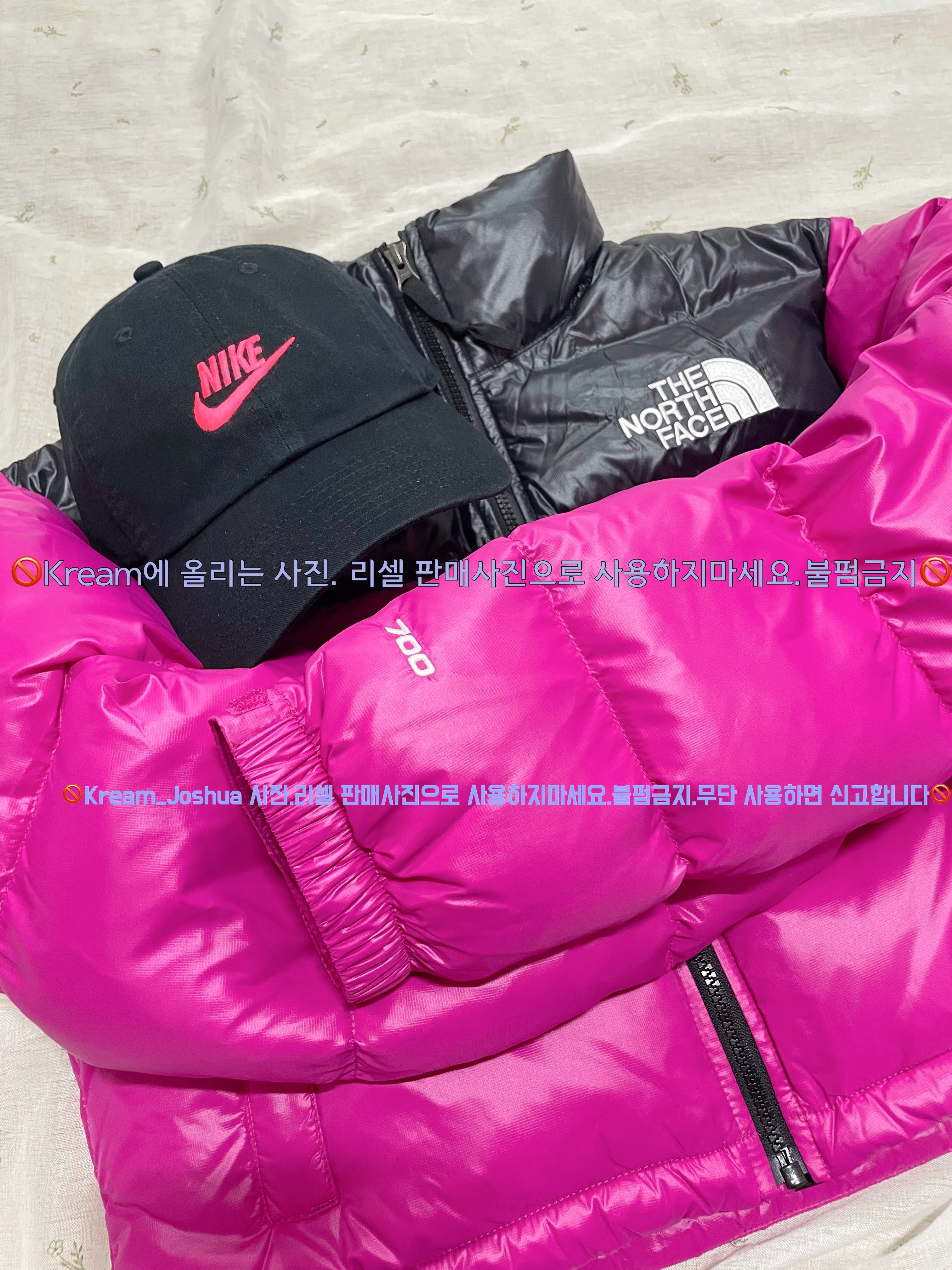 (W) 노스페이스 눕시 숏 자켓 푸시아 핑크, 나이키 헤리티지 86 퓨추라 워시드 캡 블랙 화이트 착용 스타일 - 4