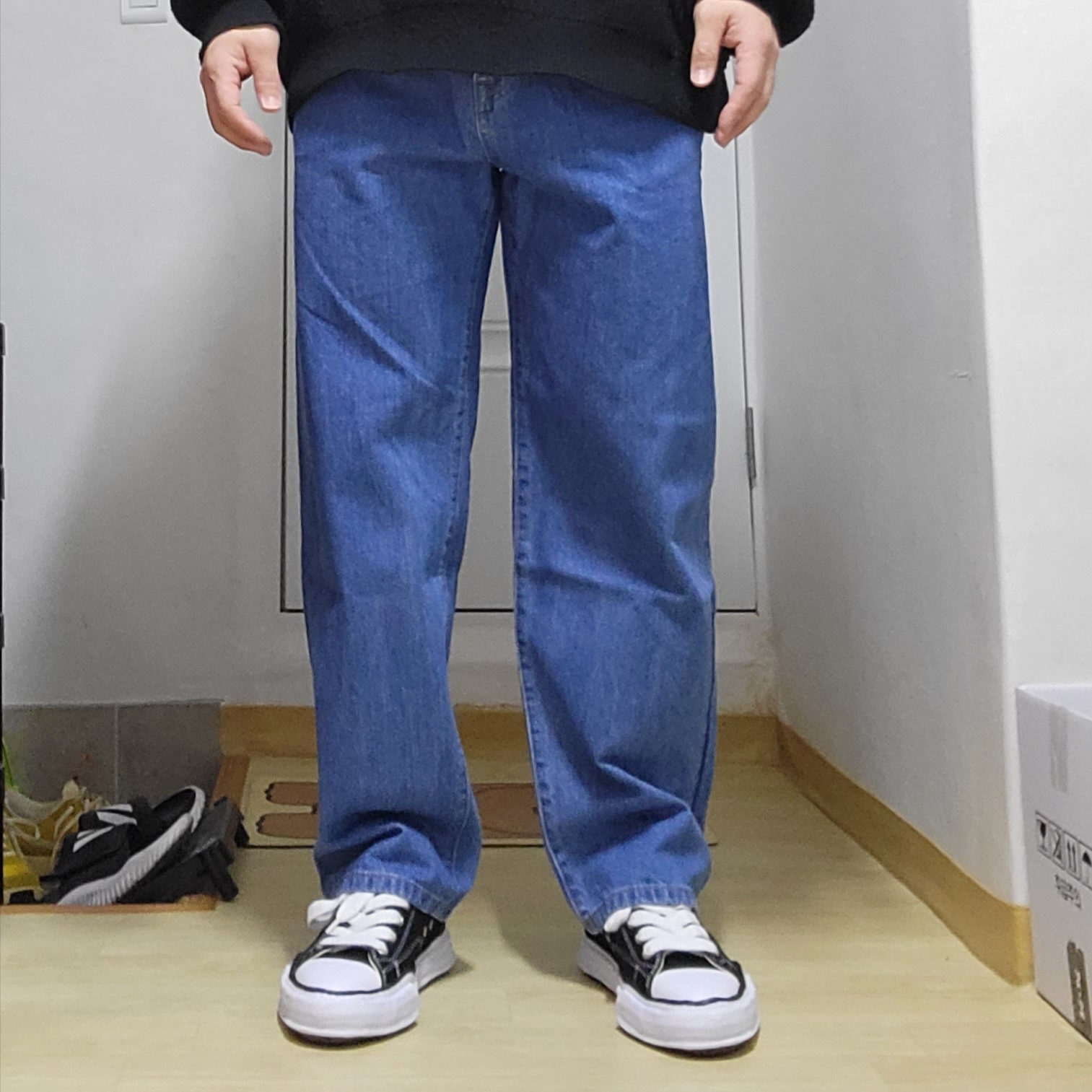 Palace Chain Script Jean Stone Wash - 23SS, Maison Mihara Yasuhiro Peterson OG Sole Canvas Low Sneakers Black 착용 스타일 - 2